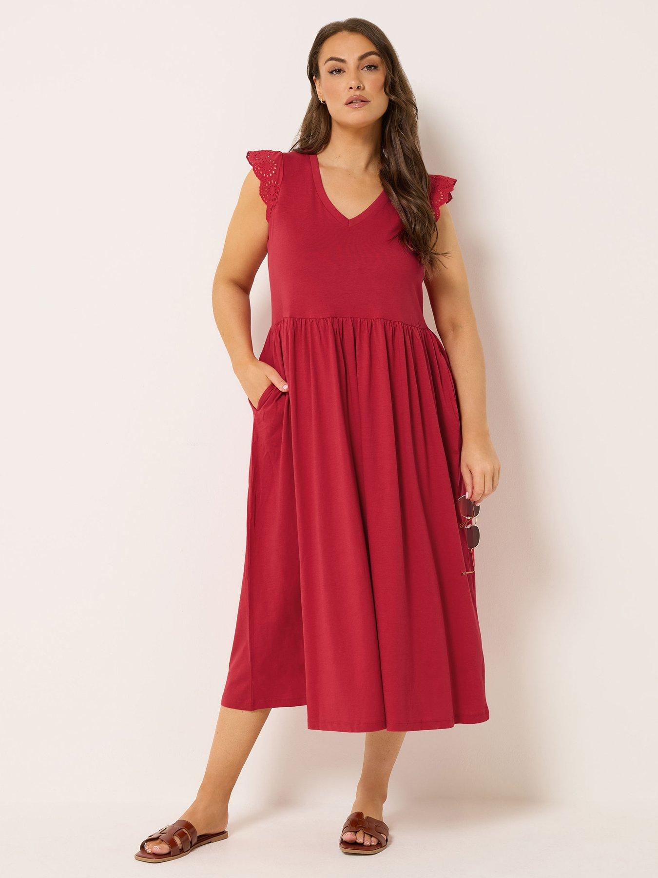 Yours Curve Broderie Sleeve Midaxi Dress