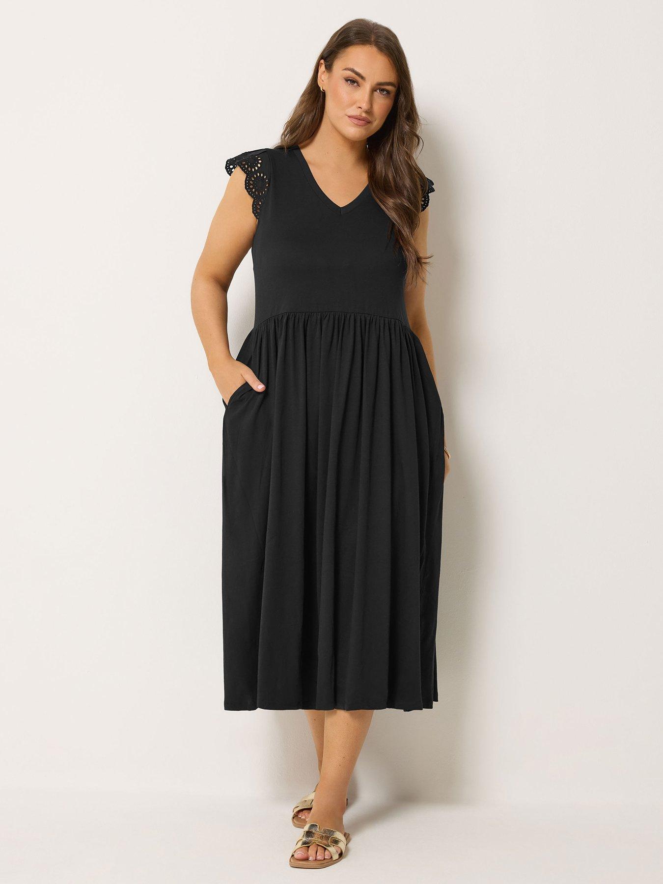 Yours Curve Broderie Sleeve Midaxi Dress