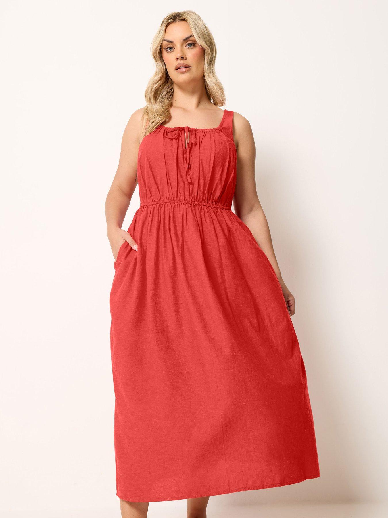 Yours Curve Linen Milkmaid Dress