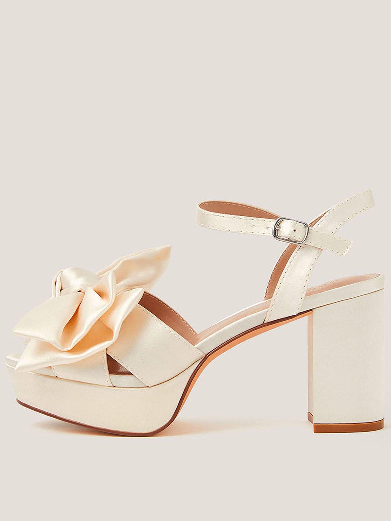 Monsoon Alan Satin Platform Heels - Cream