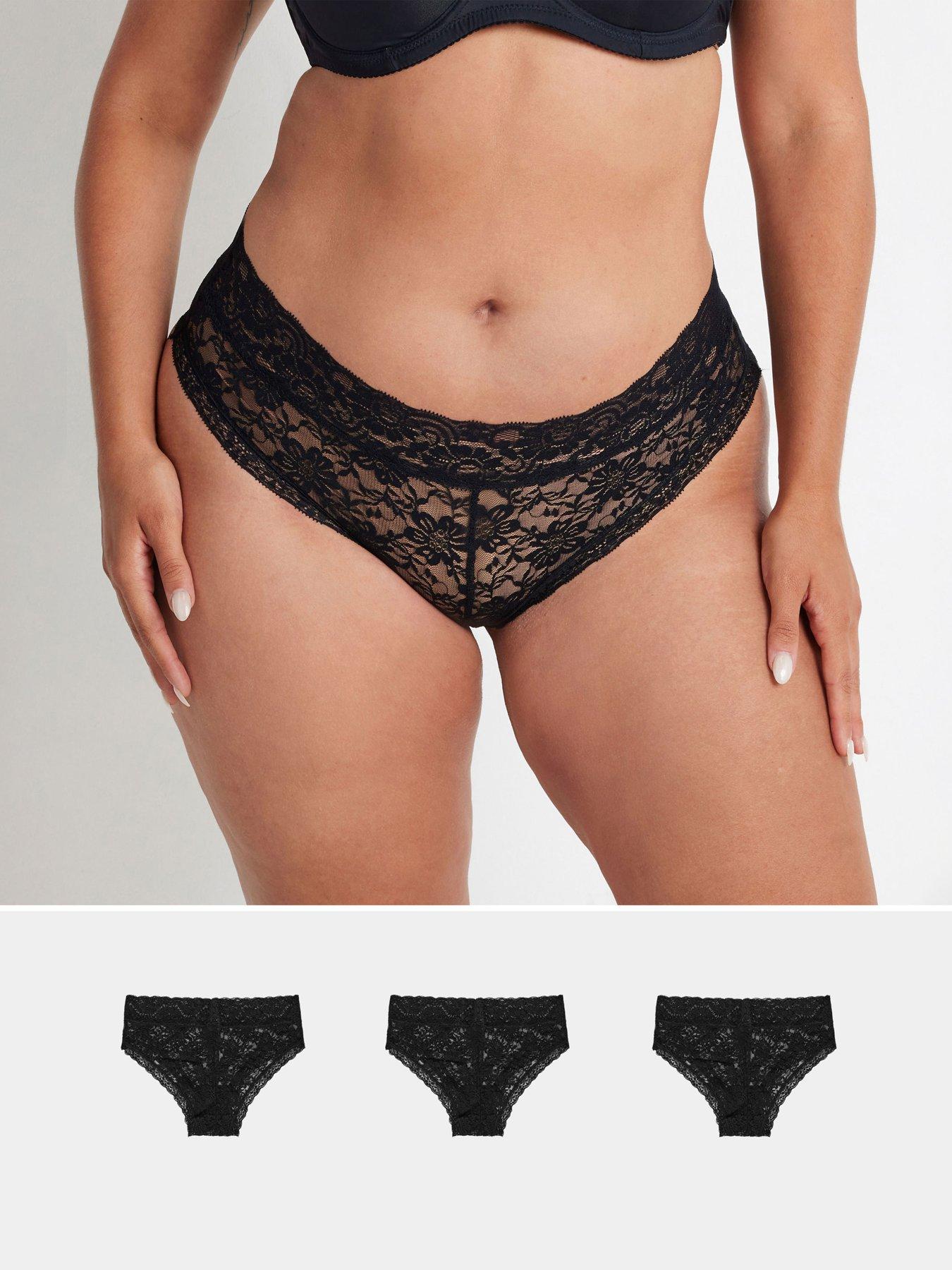 Yours Curve 3 Pack Lace Brazilian Briefs