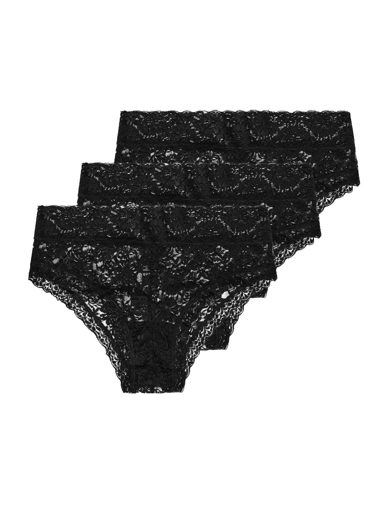 Image 5 of 5 of Yours Curve 3 Pack Lace Brazilian Briefs - Black
