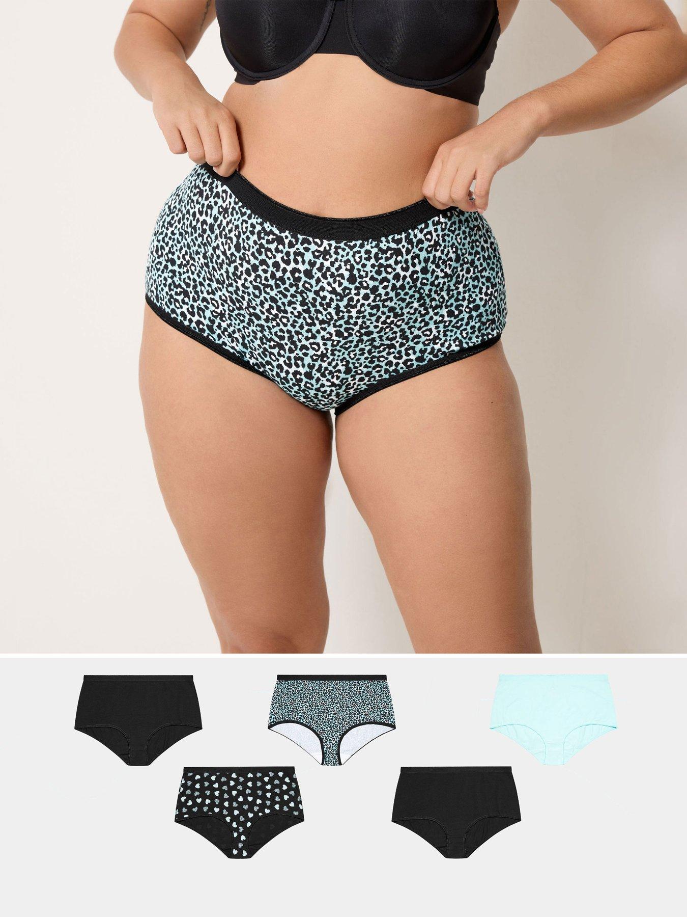 Yours Curve 5 Pack Animal Star Print Full Briefs