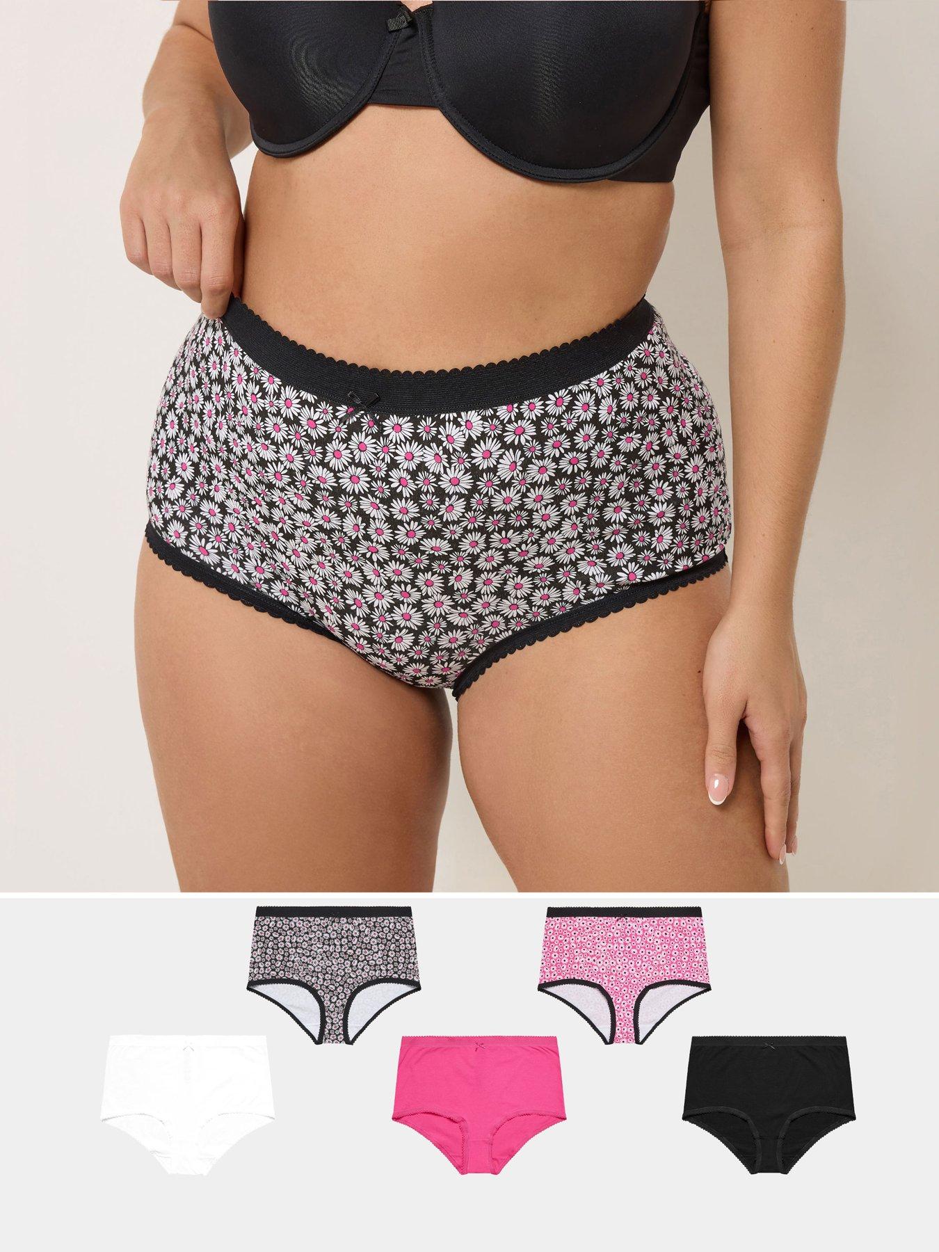 Yours Curve 5 Pack Daisy Print Full Briefs