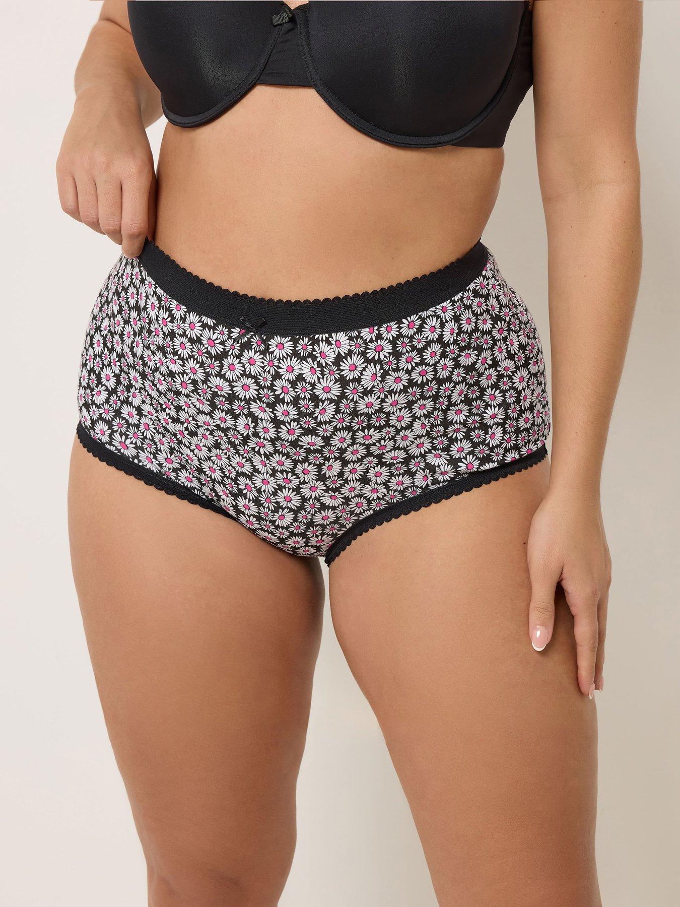 Image 3 of 5 of Yours Curve 5 Pack Daisy Print Full Briefs - Multi