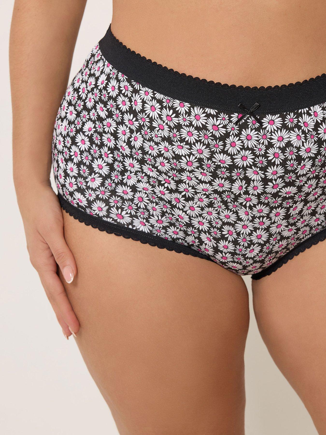 Image 4 of 5 of Yours Curve 5 Pack Daisy Print Full Briefs - Multi