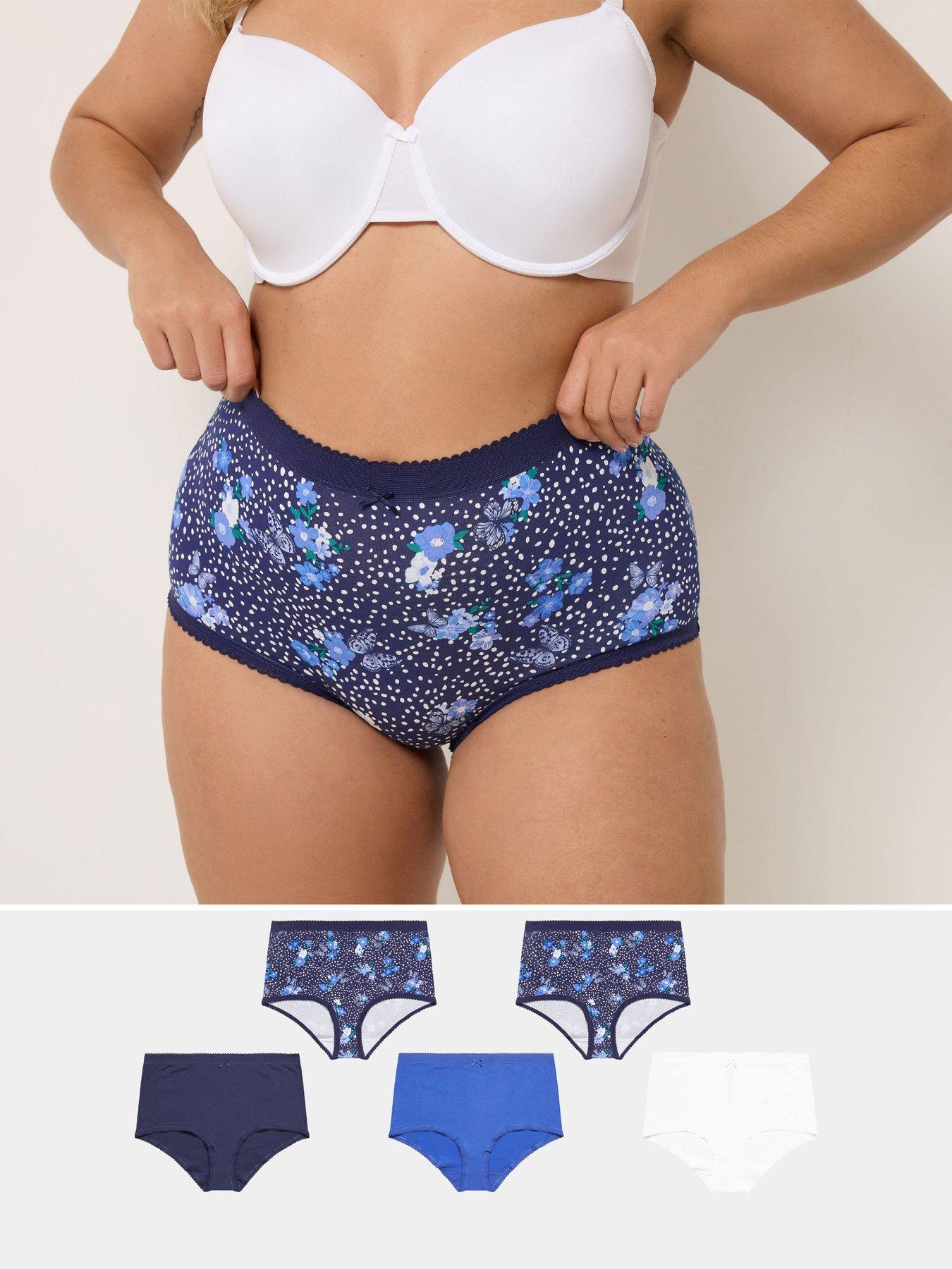 Yours Curve 5 Pack Butterfly Floral Print Full Briefs
