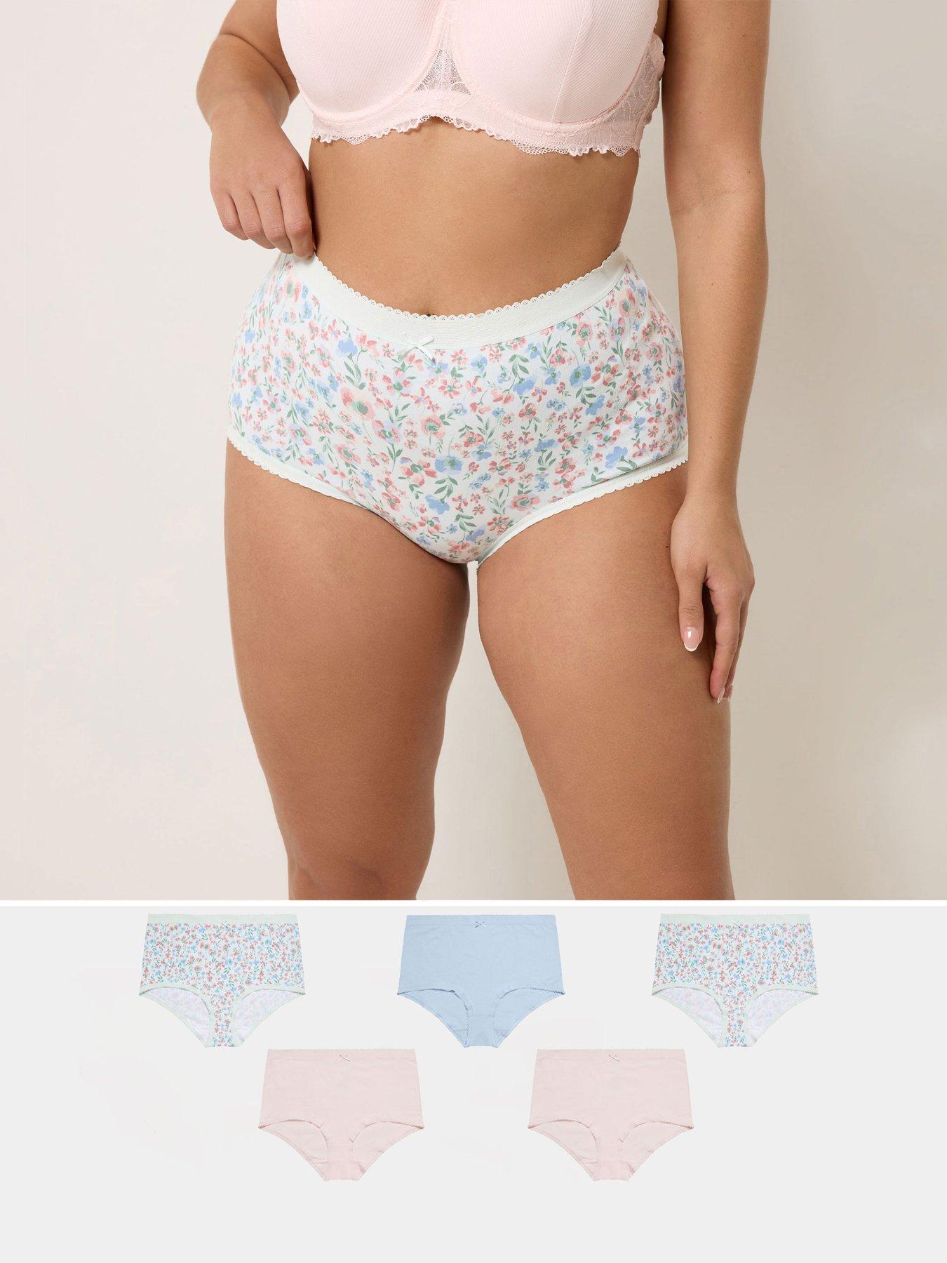 Yours Curve 5 Pack Floral Print Full Briefs