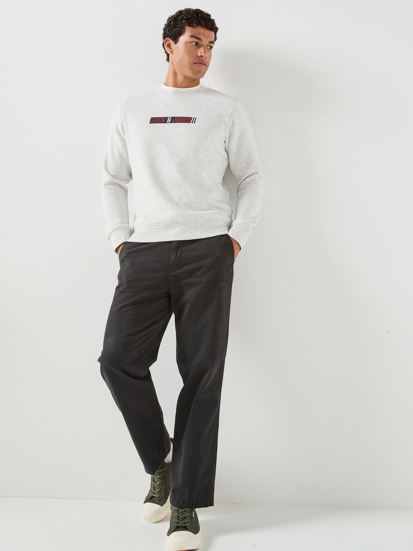 Image 3 of 6 of Jack & Jones Men's Munk Crew Neck Logo Sweatshirt - White