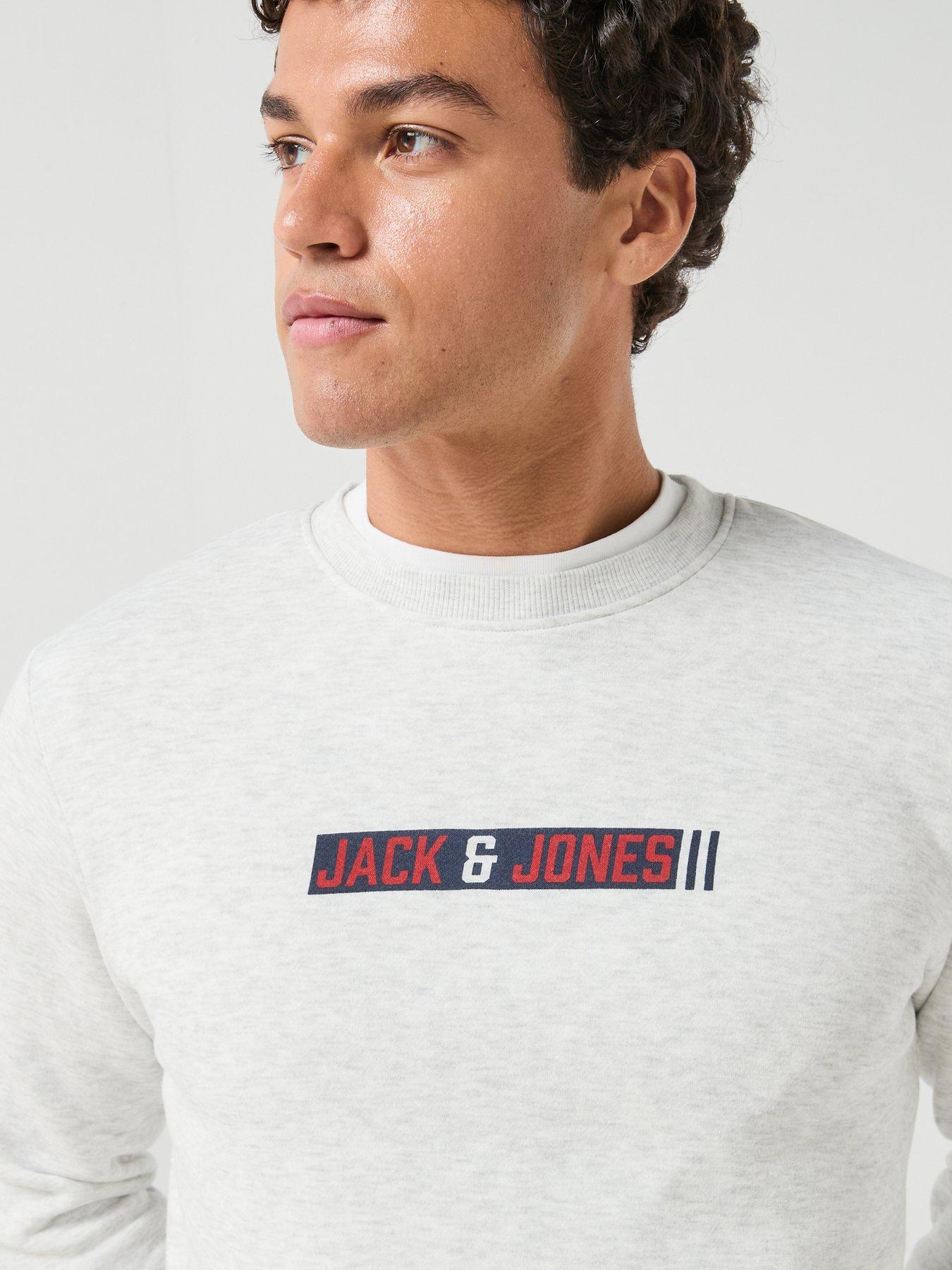 Image 4 of 6 of Jack & Jones Men's Munk Crew Neck Logo Sweatshirt - White
