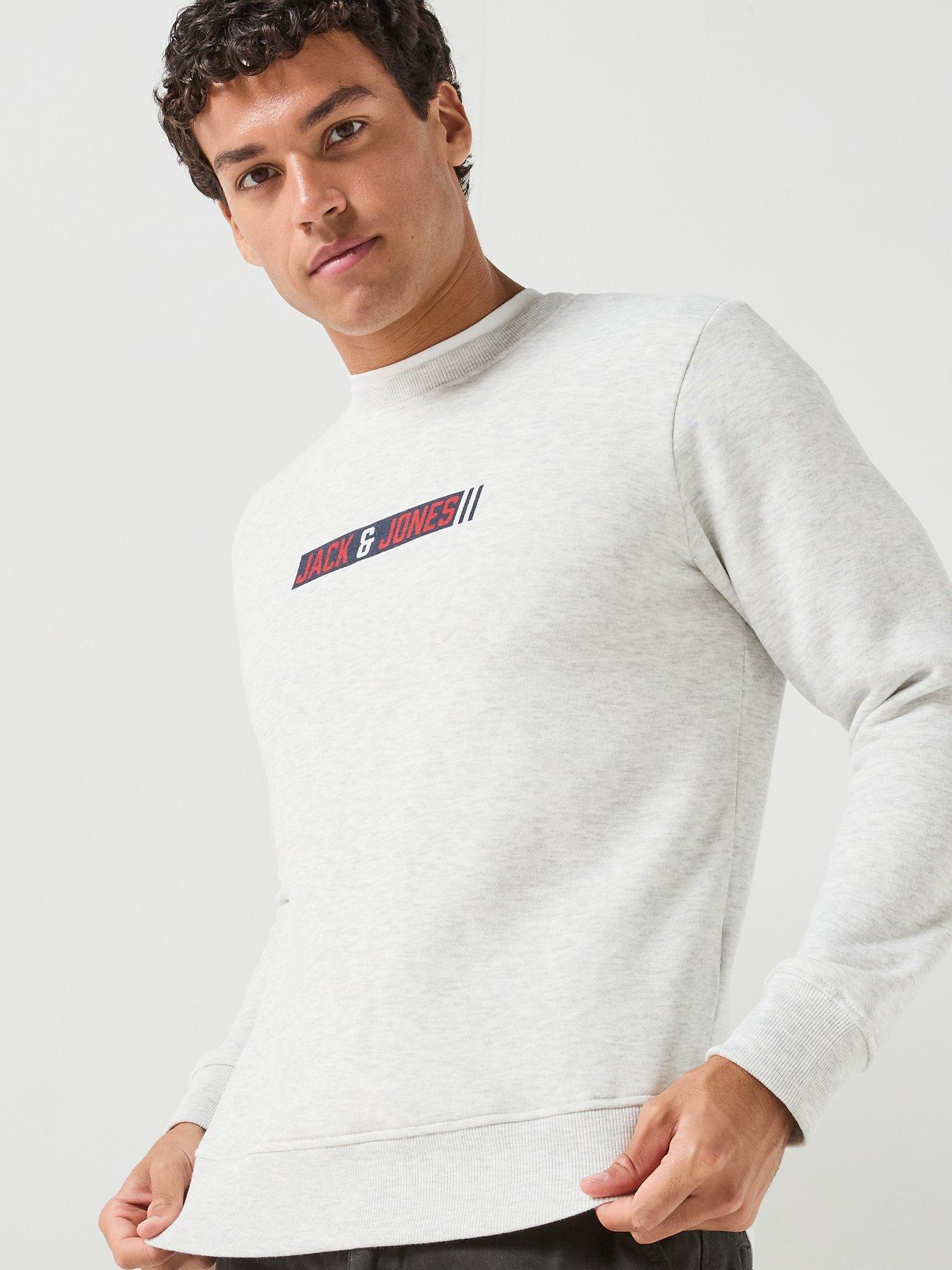 Image 6 of 6 of Jack & Jones Men's Munk Crew Neck Logo Sweatshirt - White