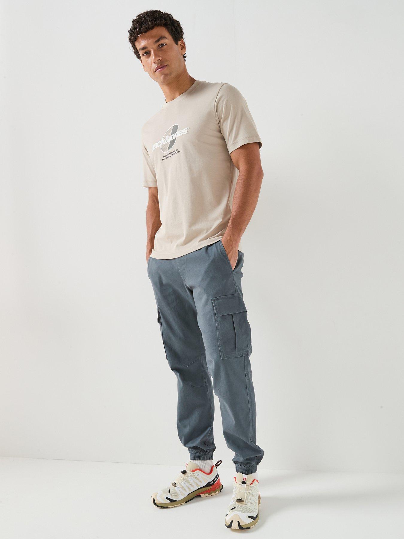 Jack & Jones Kane Dylan Cuffed Cargo Pants, Turbulence, Size 2Xl, Men