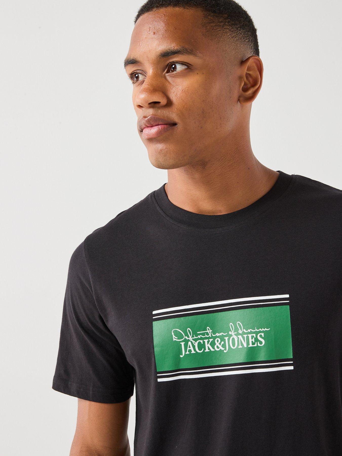 Image 4 of 6 of Jack & Jones Men's Graphic Logo Print Short Sleeve T-Shirt - Black