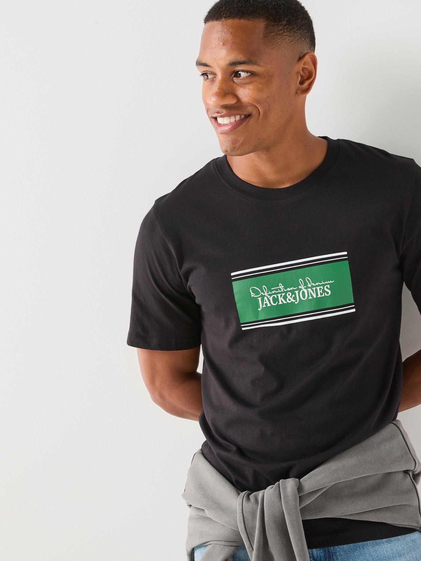 Image 5 of 6 of Jack & Jones Men's Graphic Logo Print Short Sleeve T-Shirt - Black
