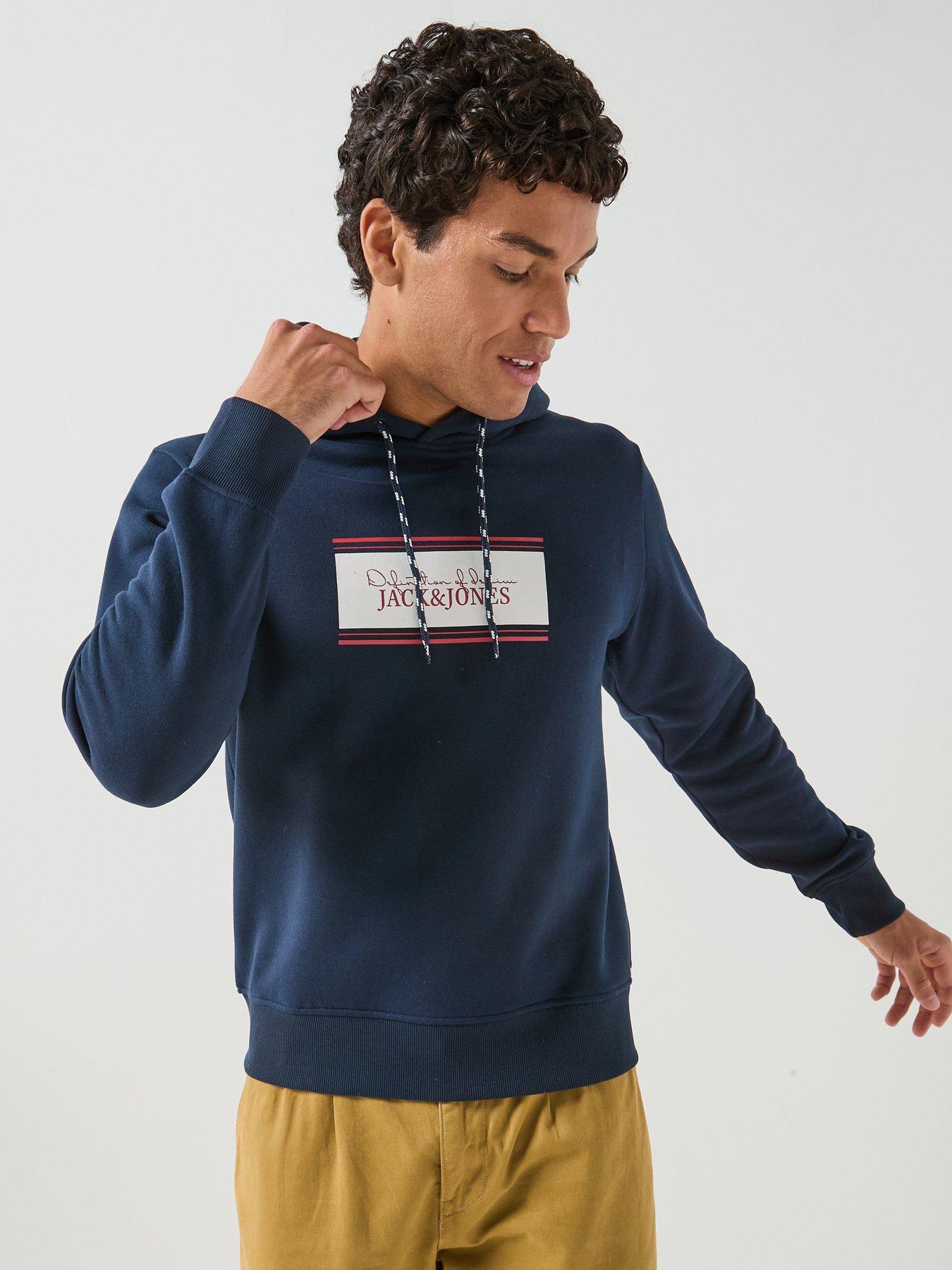 Image 5 of 5 of Jack & Jones Men's Graphic Hoodie with Kangaroo Pocket - Navy Blazer