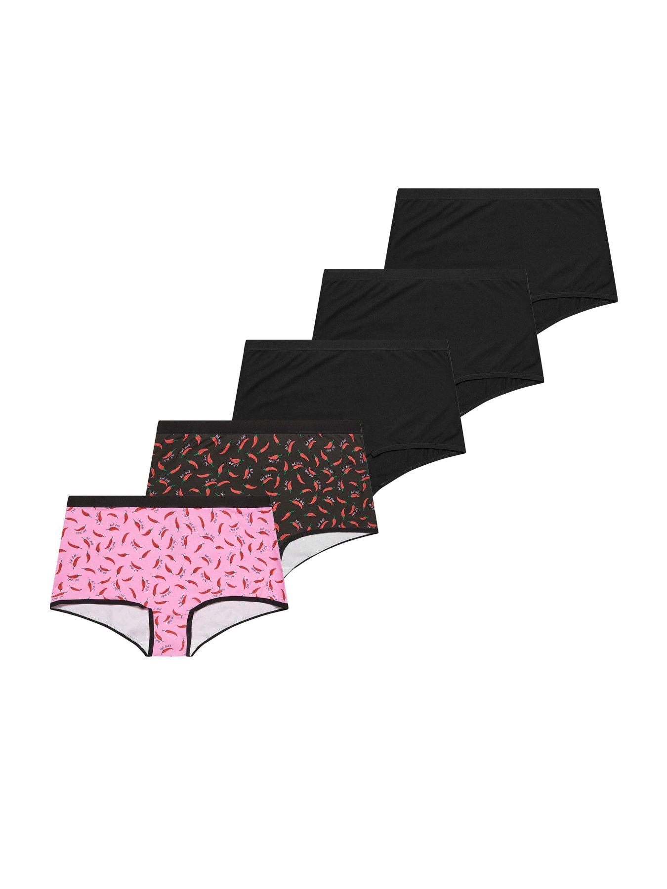 Image 5 of 5 of Yours Curve 5 Pack 'Hot Stuff' Chillies Shorts - Black