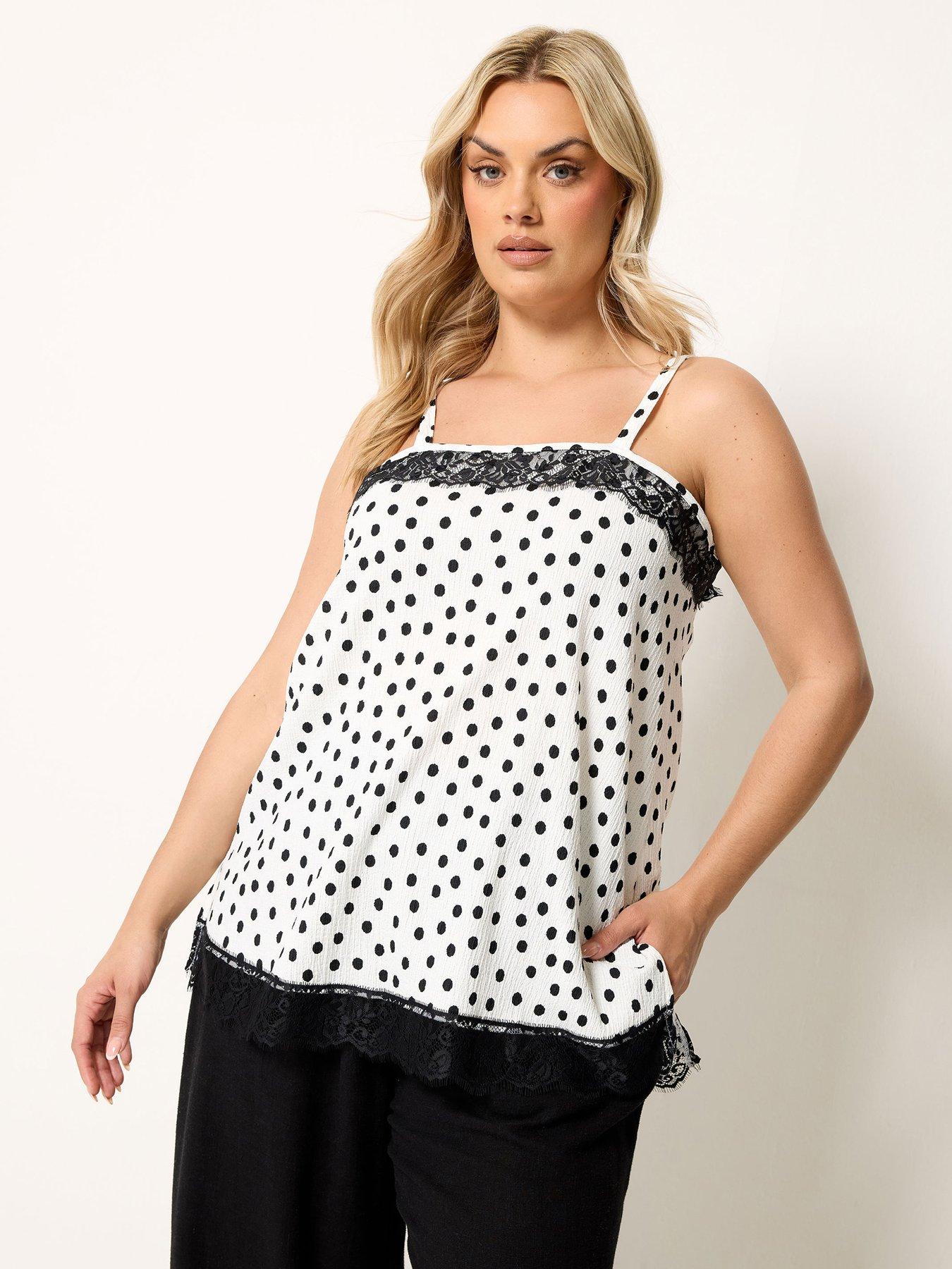 Yours Curve Lace Trim Texture Vest - White