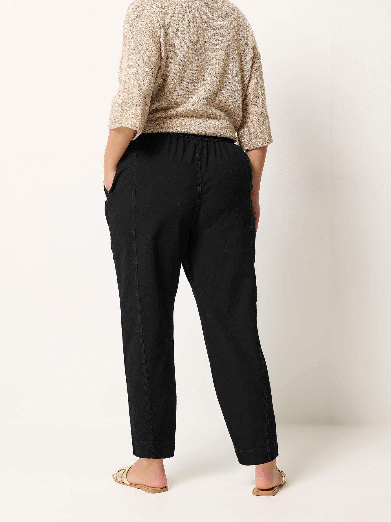 Image 2 of 5 of Yours Curve Cool Cotton Barrel Trouser - Black