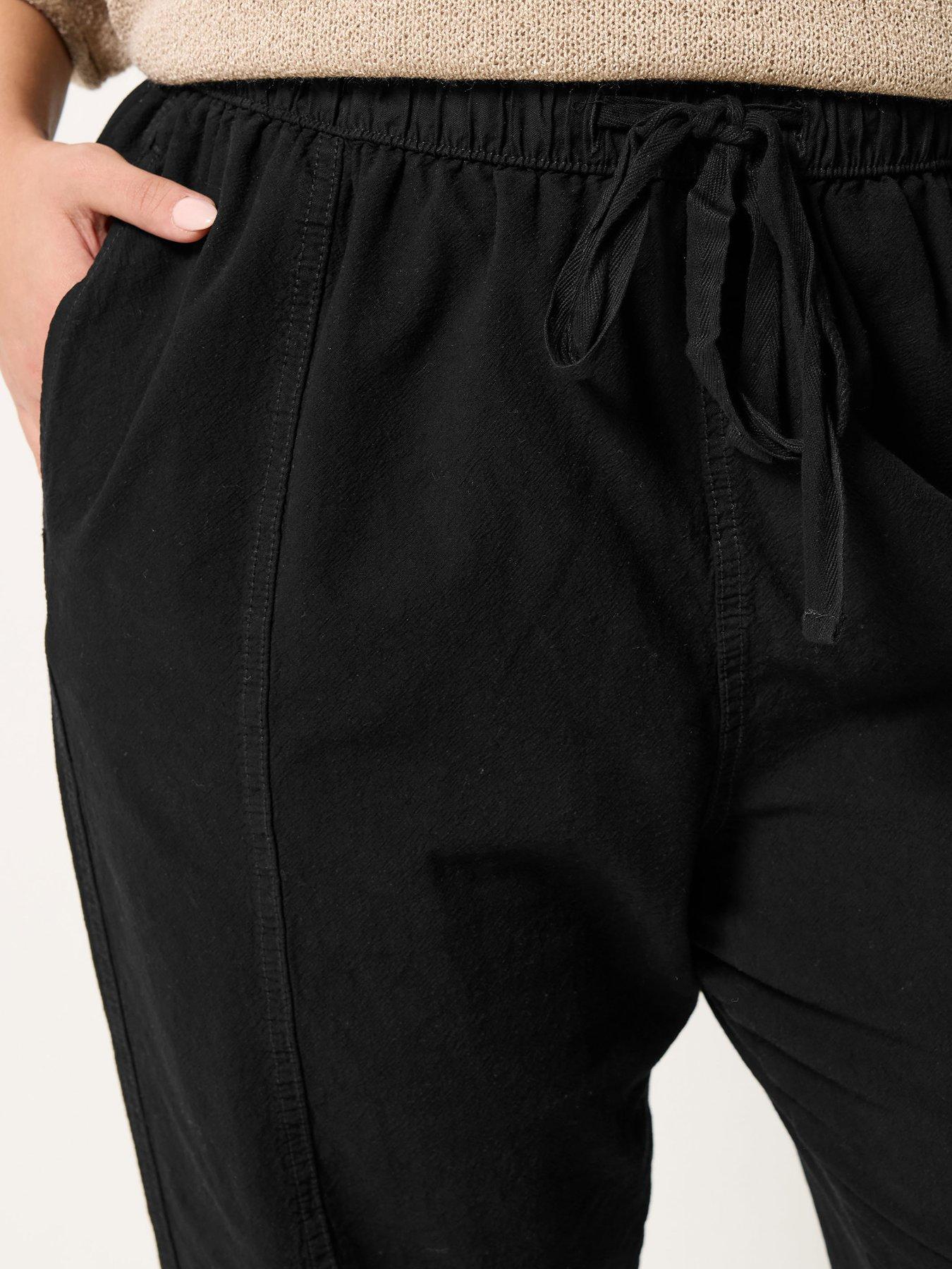 Image 4 of 5 of Yours Curve Cool Cotton Barrel Trouser - Black