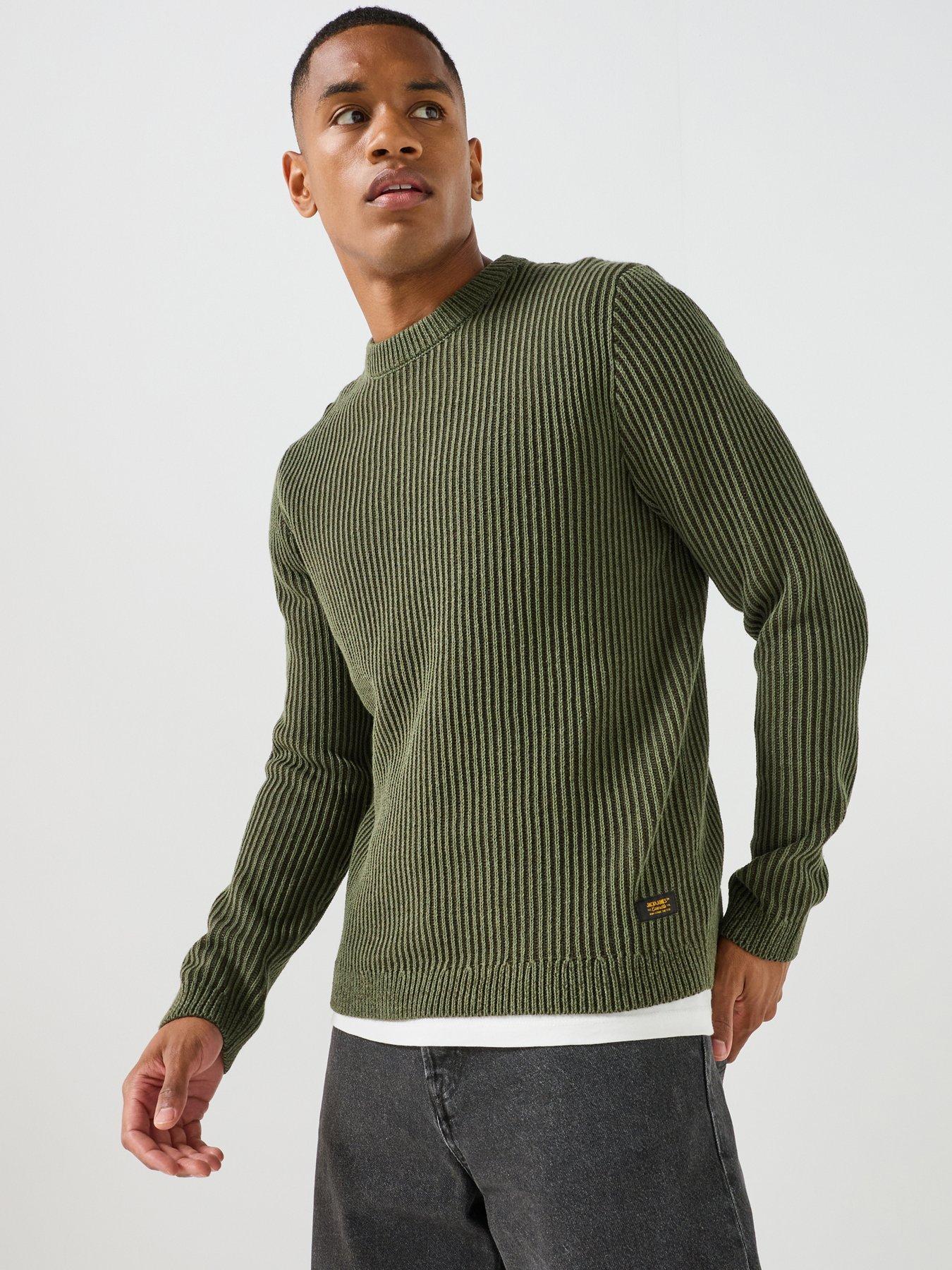 Image 1 of 5 of Jack & Jones Dover Crew Neck Knitted Jumper - Khaki