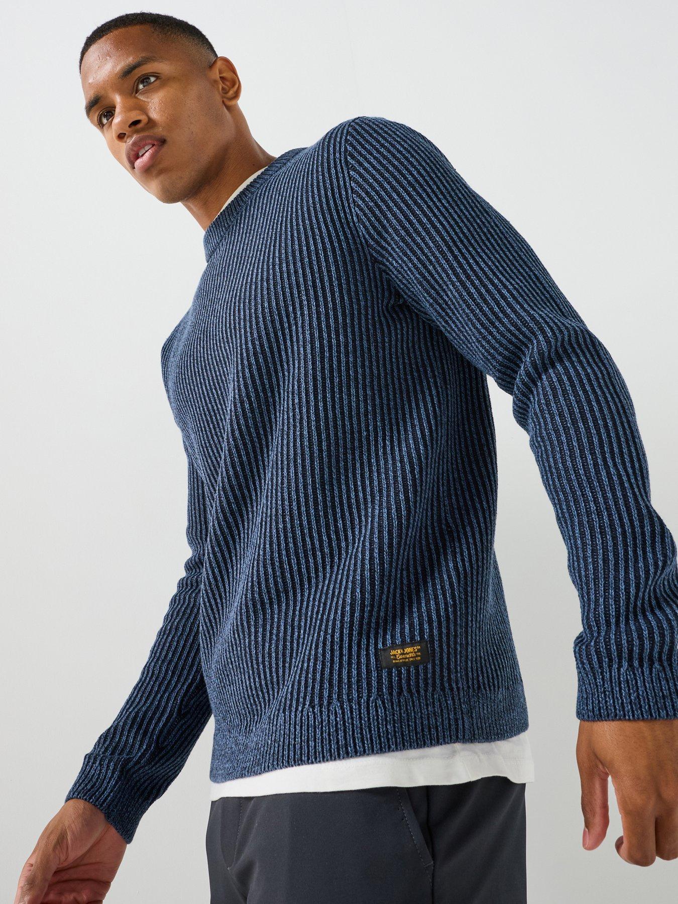 Jack & Jones Men's Blue Long Sleeve Knitted Polo Top - Image 6
