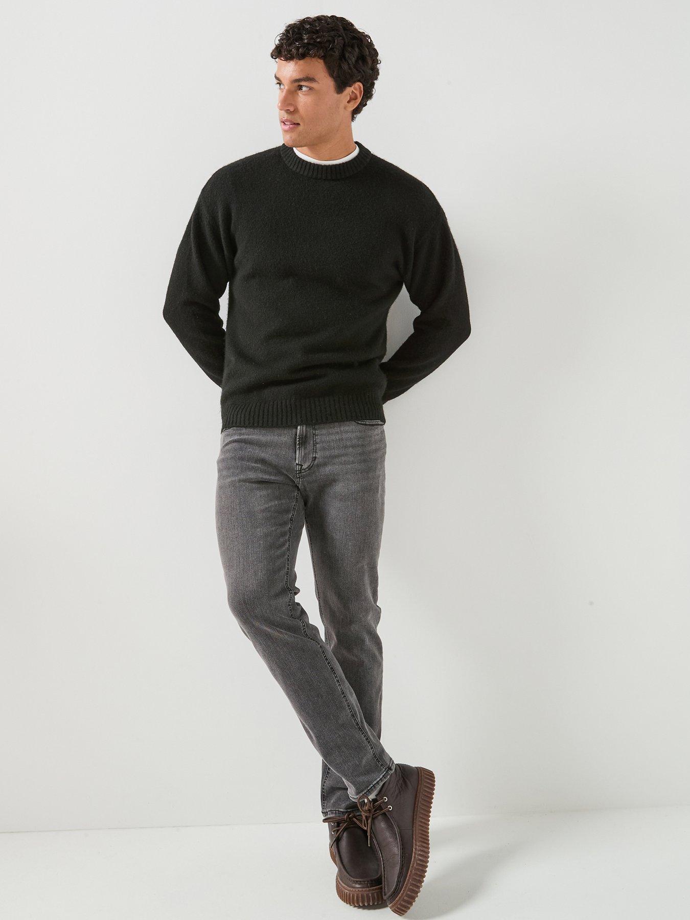 Jack & Jones Clark Straight Fit Jean, Black Denim, Size 32, Inside Leg Short, Men
