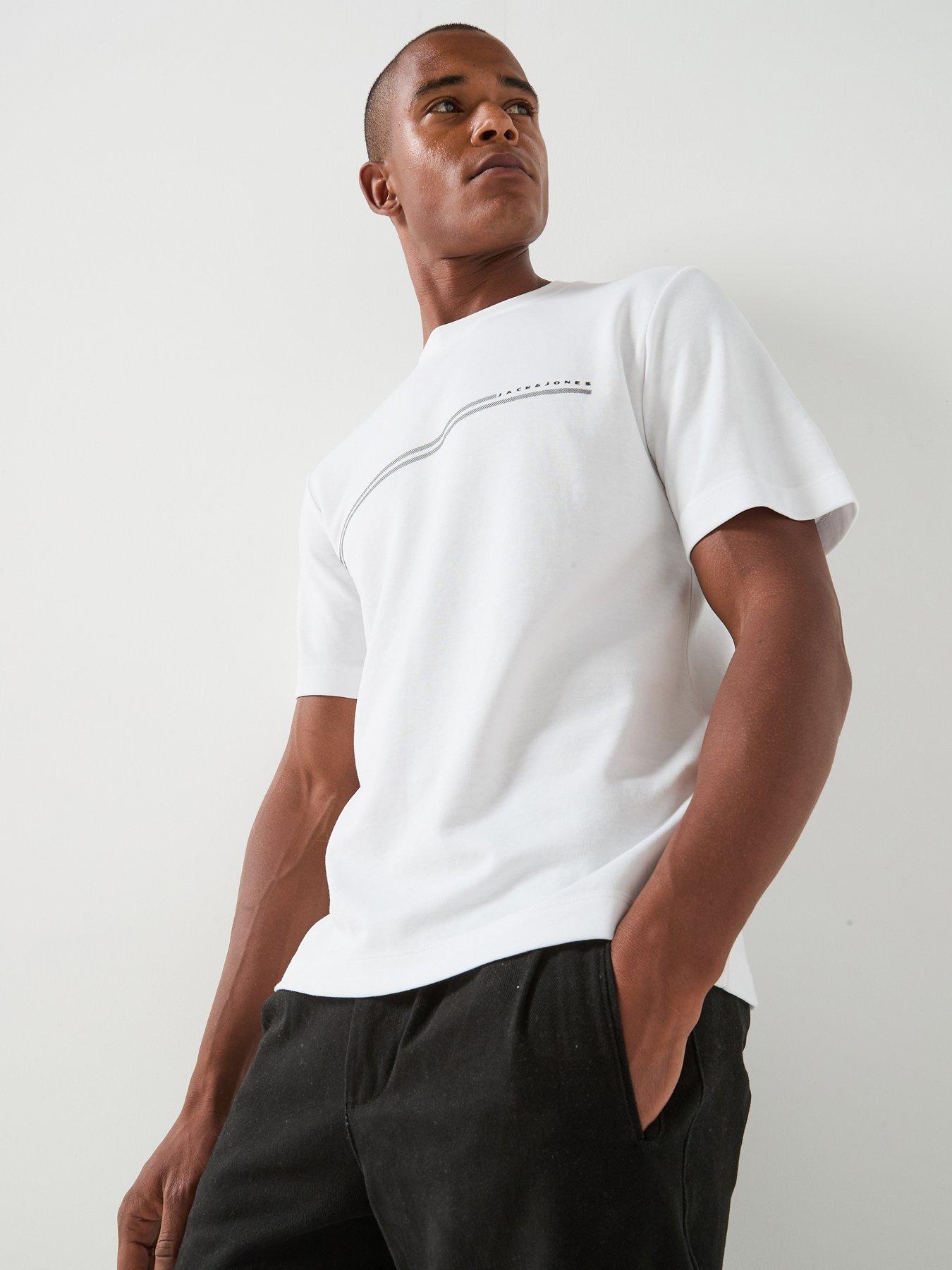 Jack & Jones Fusion Chest Branding T-Shirt, Bright White, Size Xl, Men