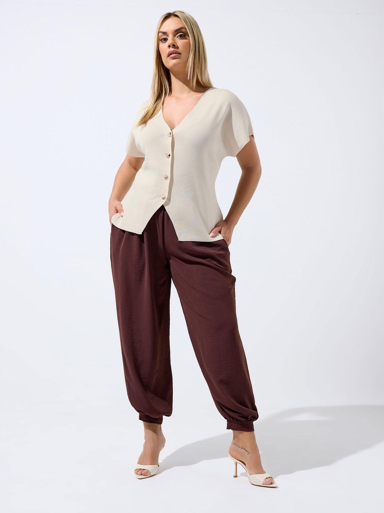 Yours Curve Double Button Knit Top - Cream | Very