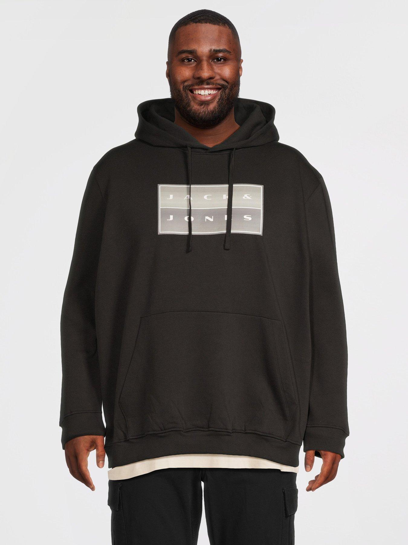 Image 1 of 5 of Jack & Jones Plus Fusion Box Hoodie - Black