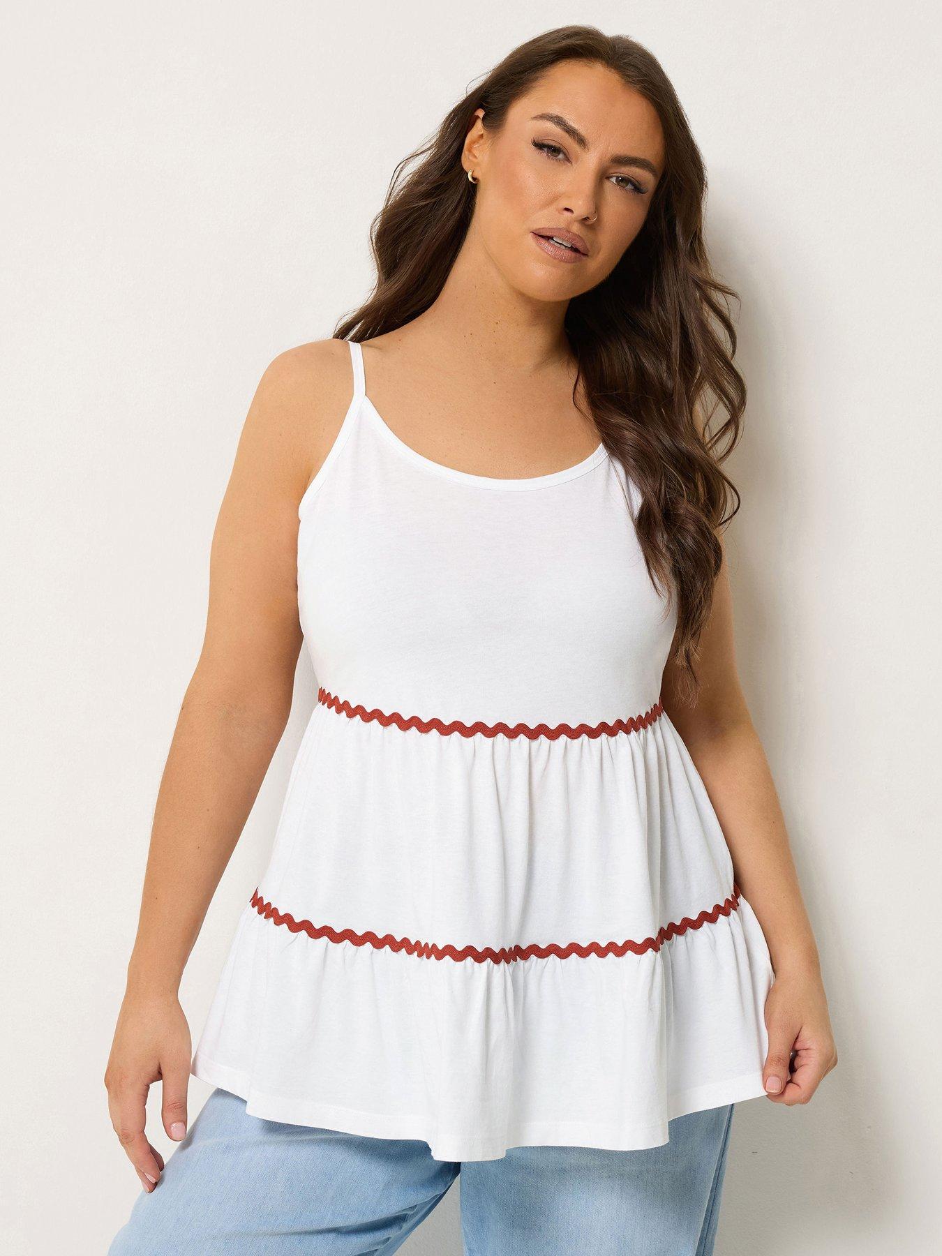 Yours Curve Ric Rac Strappy Tiered Vest