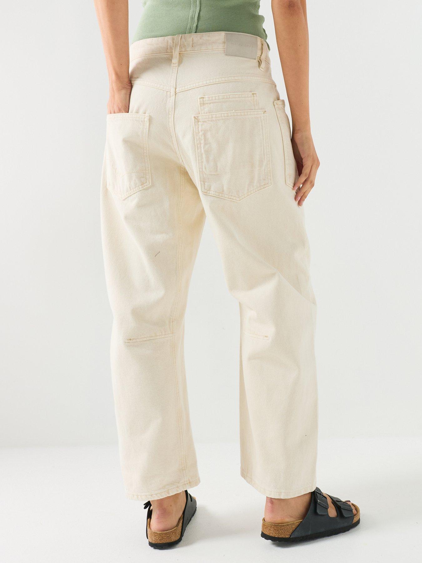 Image 2 of 6 of FREE PEOPLE Carpenter Boyfriend Jeans - Cream