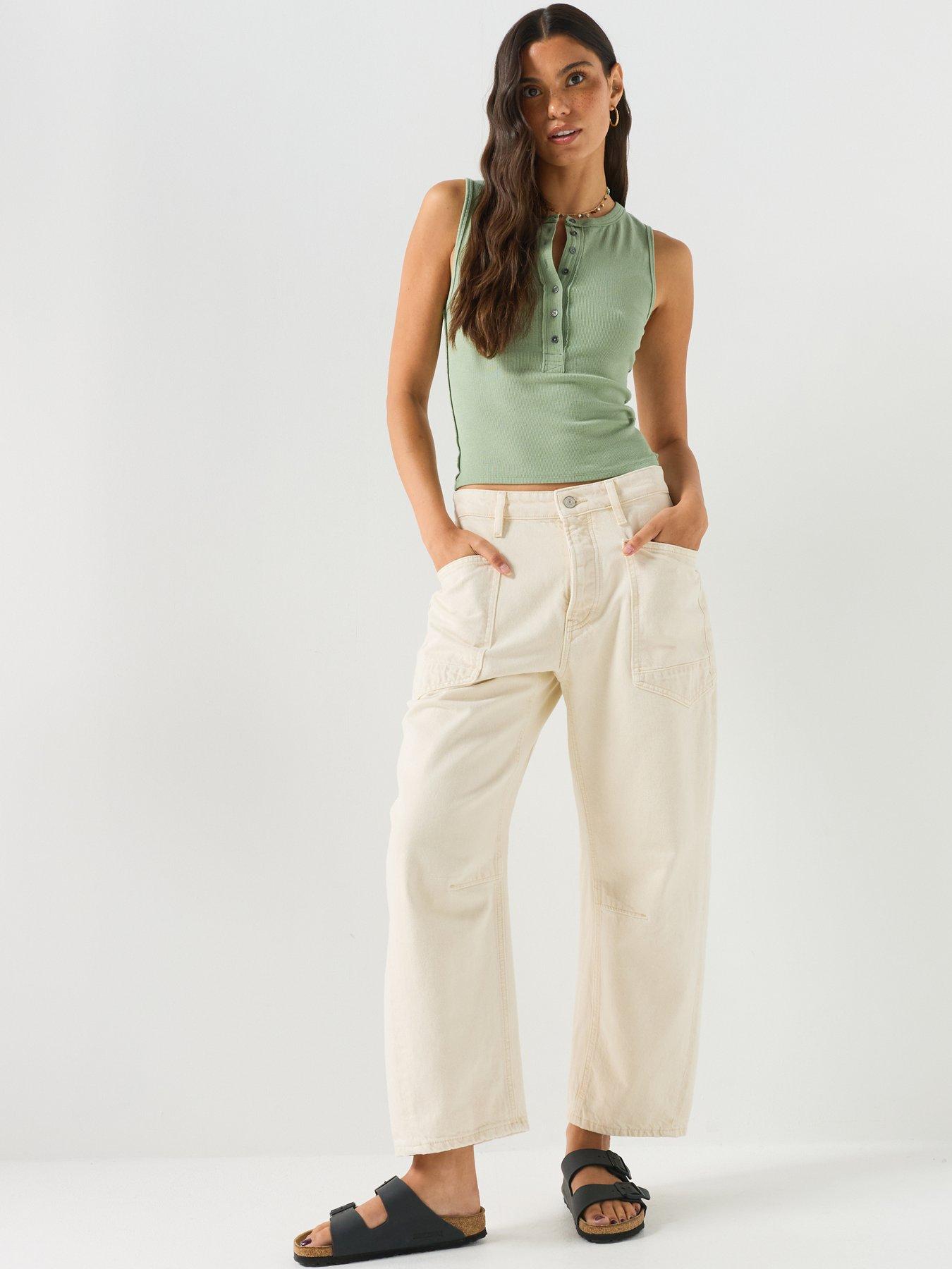 Image 3 of 6 of FREE PEOPLE Carpenter Boyfriend Jeans - Cream