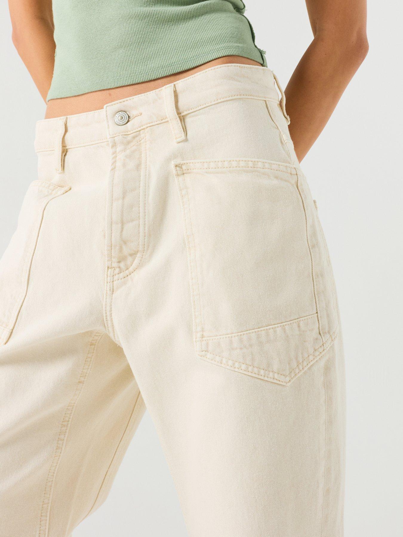 Image 5 of 6 of FREE PEOPLE Carpenter Boyfriend Jeans - Cream
