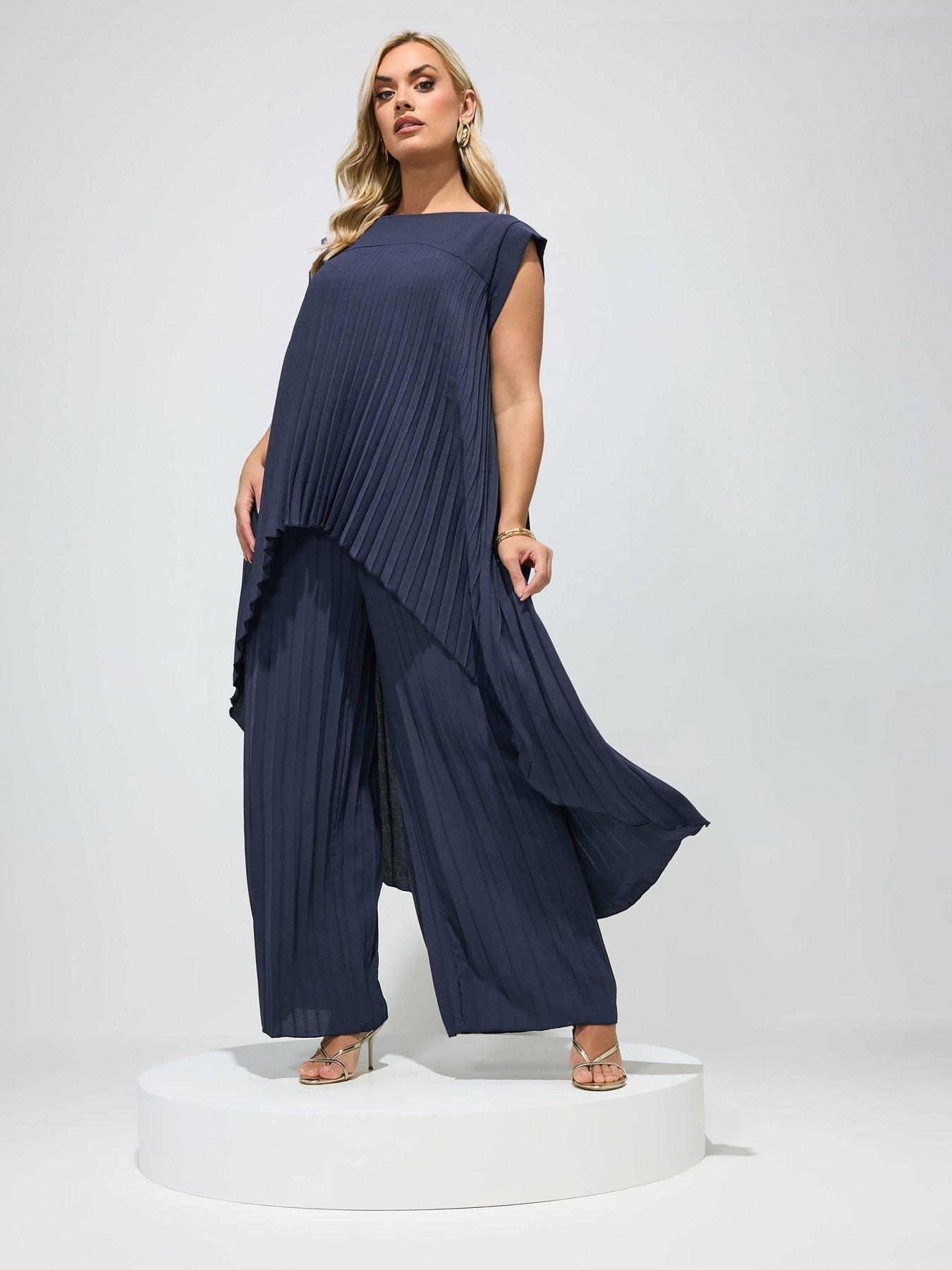 Yours Curve Pleat Detail Top  &  Trousers Set