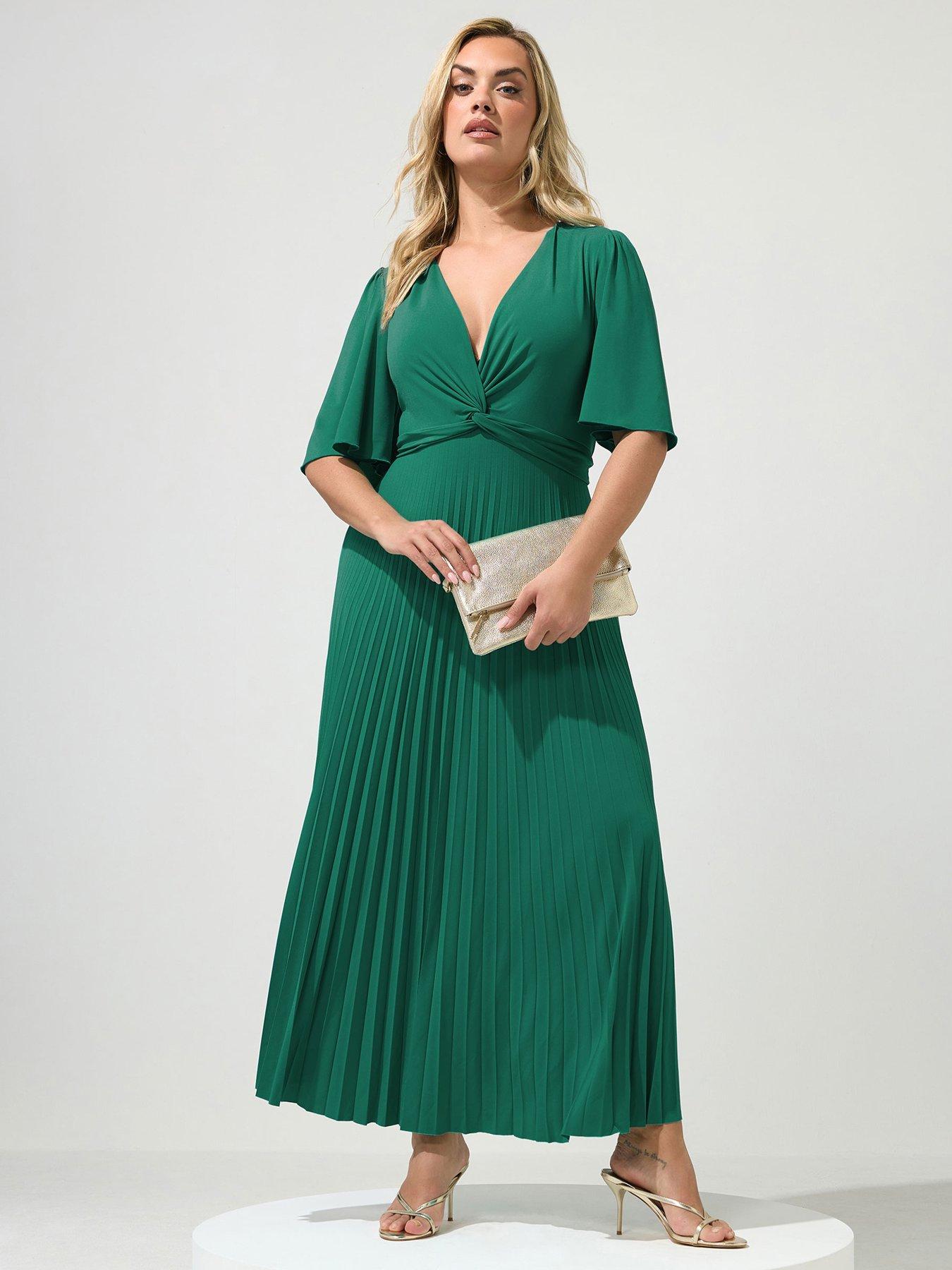 Image 1 of 4 of Yours Curve Knot Detail Angel Sleeve Maxi Dress - Blue