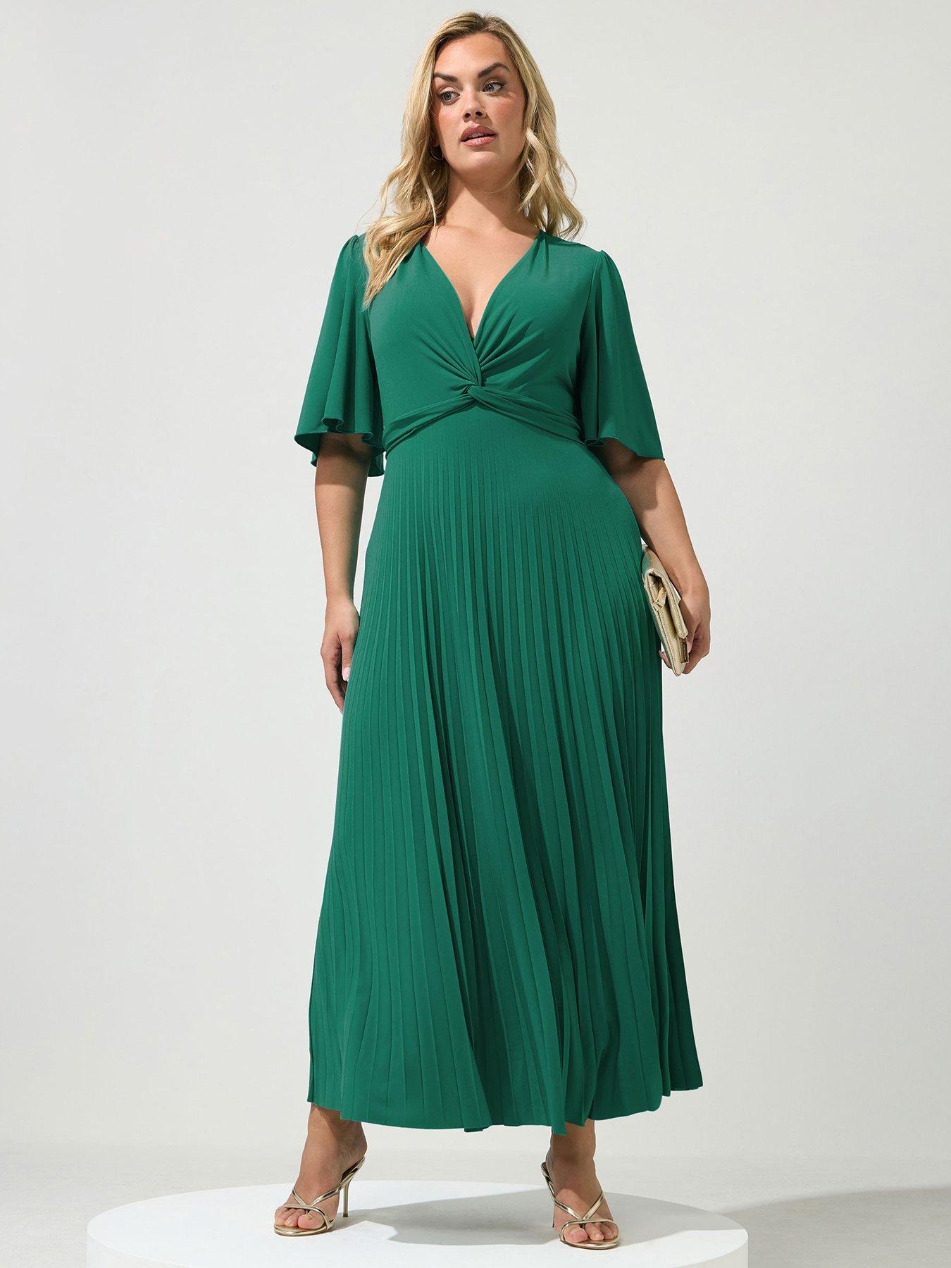 Image 3 of 4 of Yours Curve Knot Detail Angel Sleeve Maxi Dress - Blue