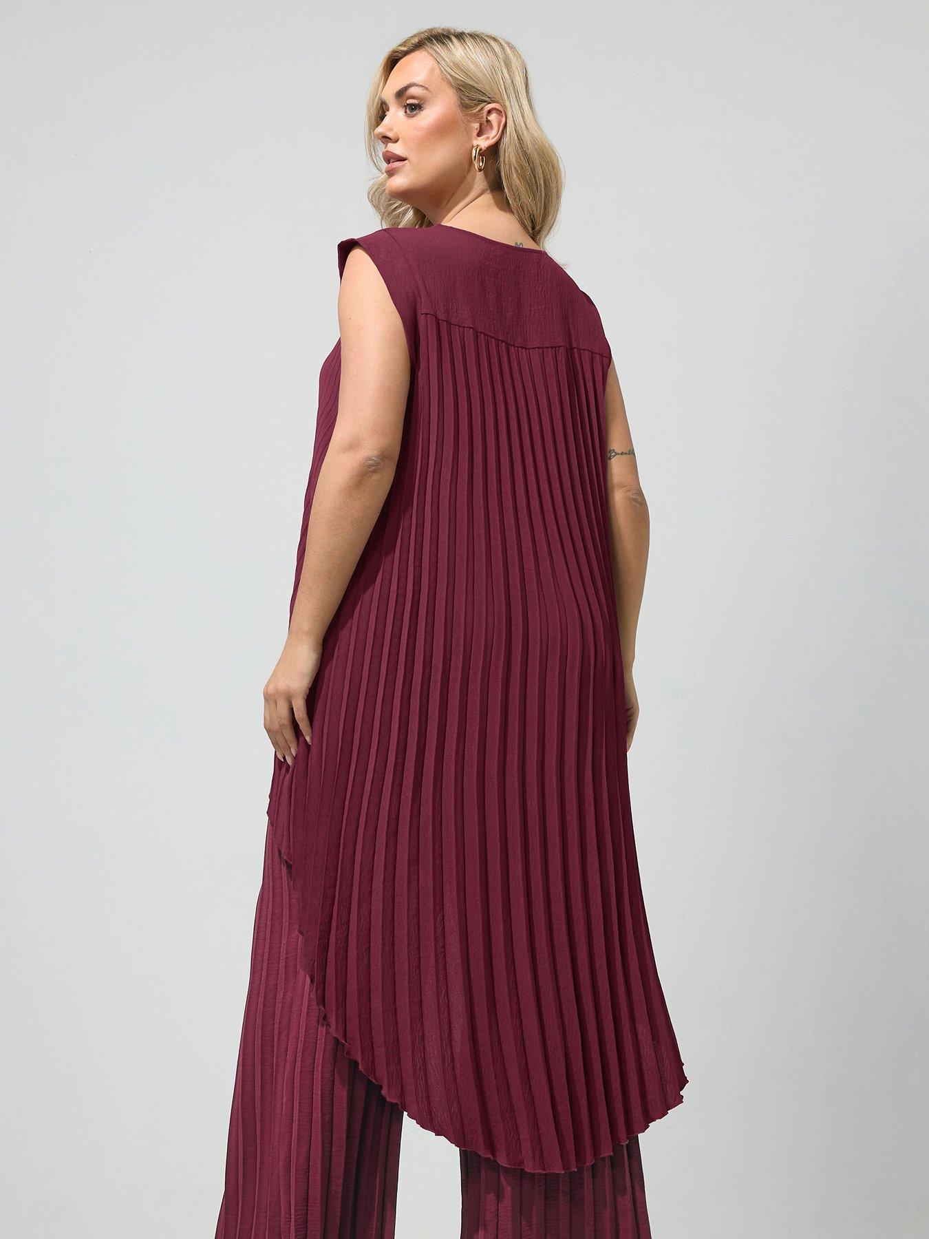 Image 2 of 4 of Yours Curve Pleat Detail High Low Top - Purple