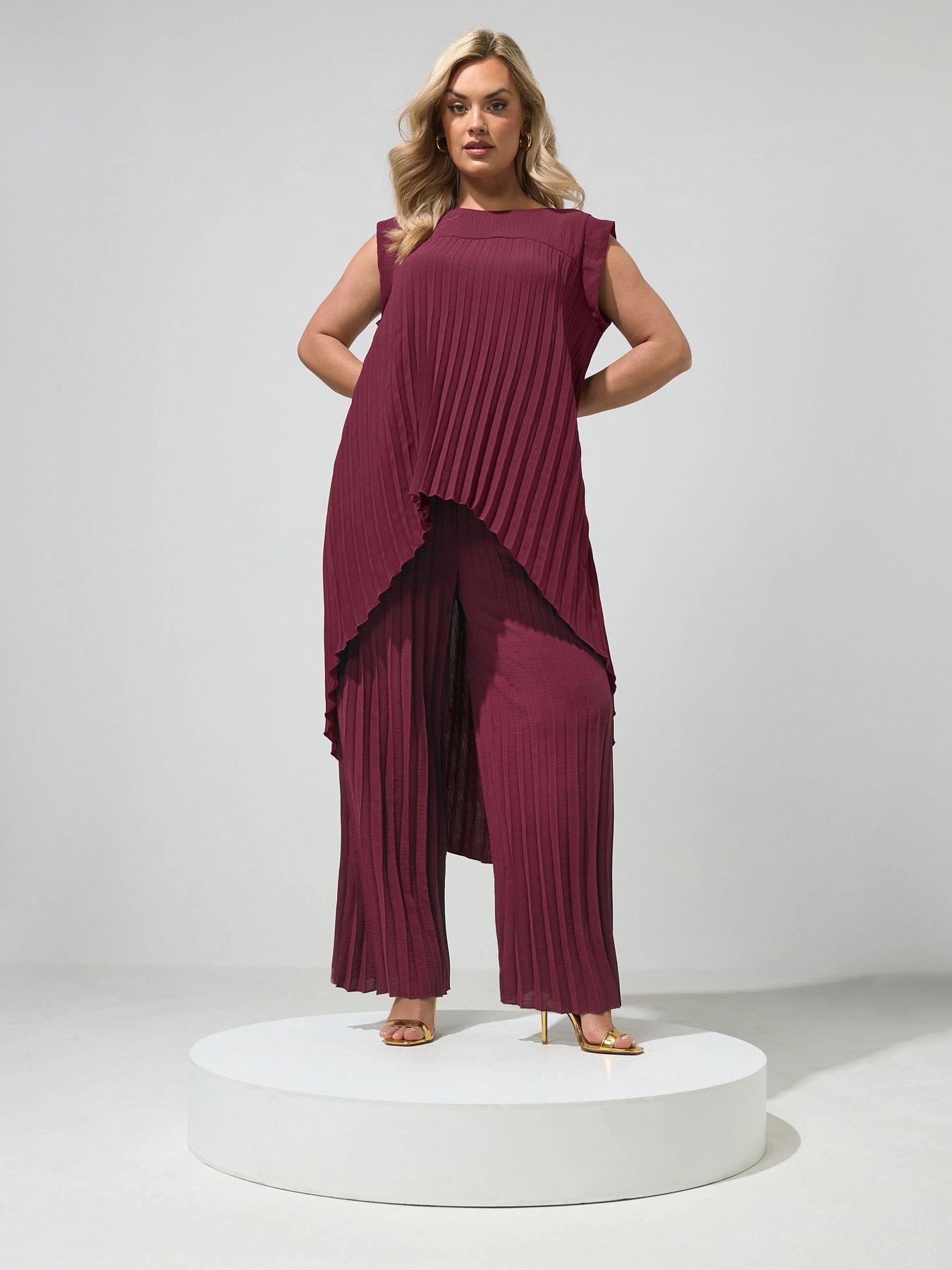 Image 3 of 4 of Yours Curve Pleat Detail High Low Top - Purple
