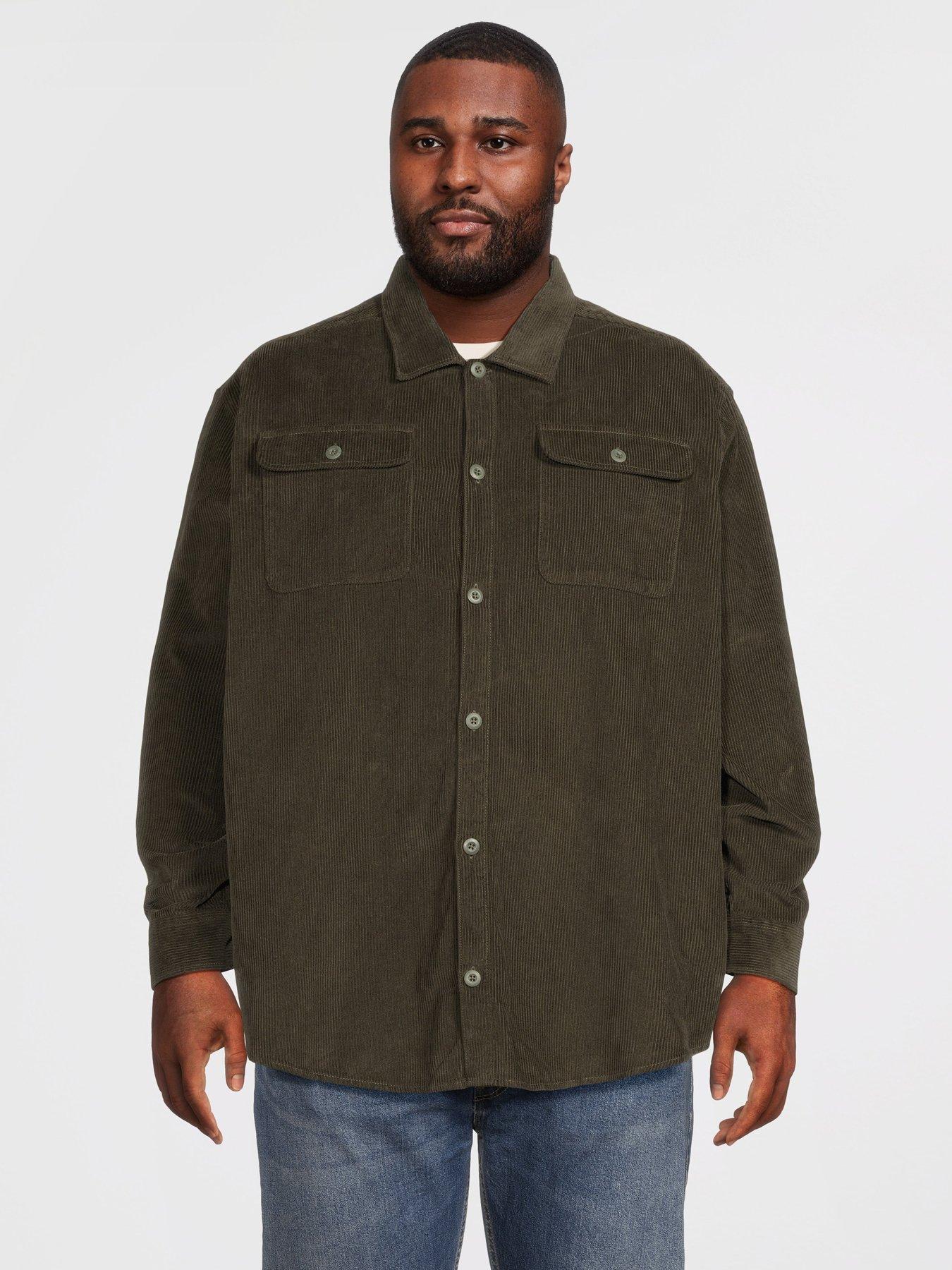 Jack & Jones Plus Regent Cord Long Sleeve Overshirt, Rosin, Size 5Xl, Men