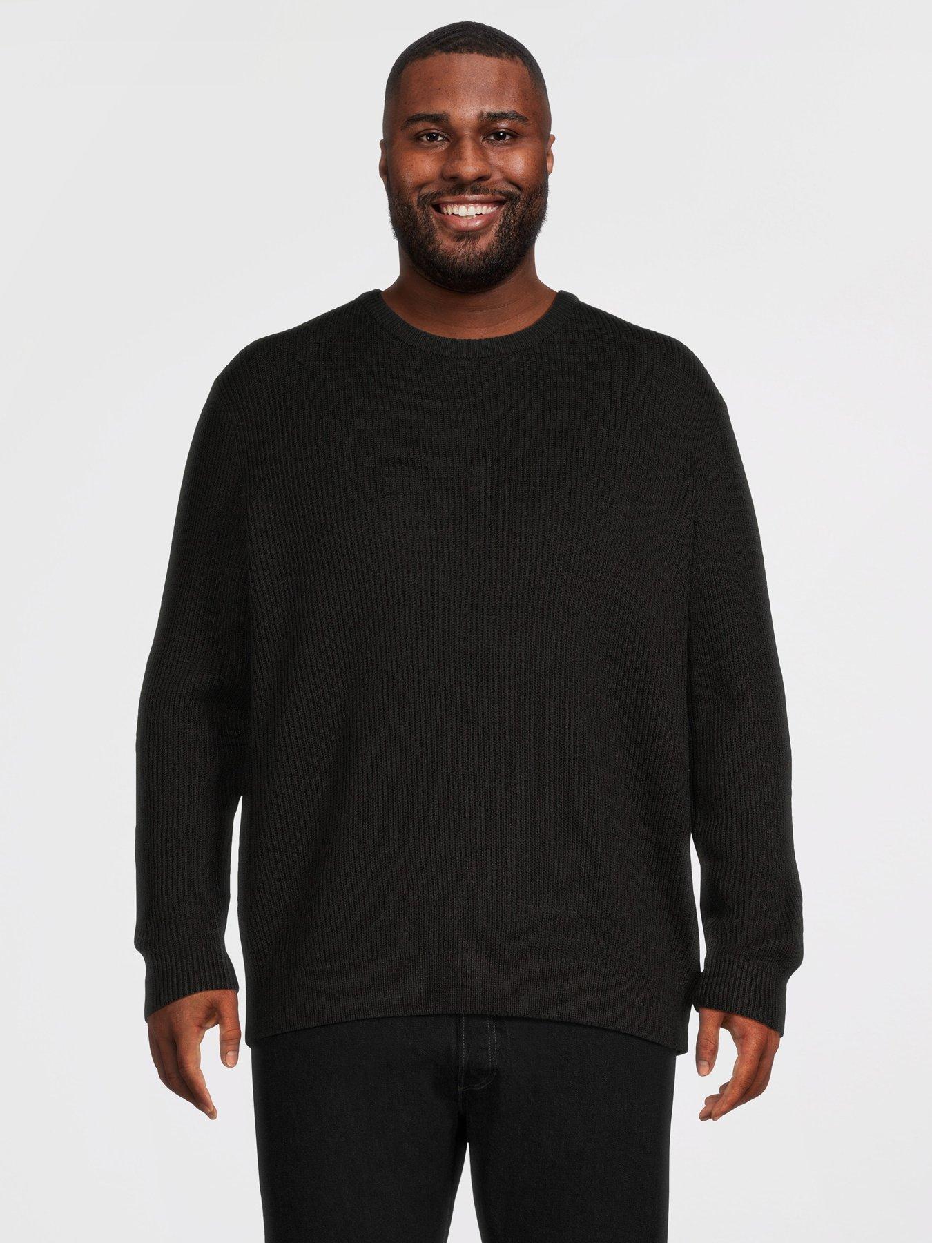 Jack & Jones Plus Panel Knitted Jumper - Black