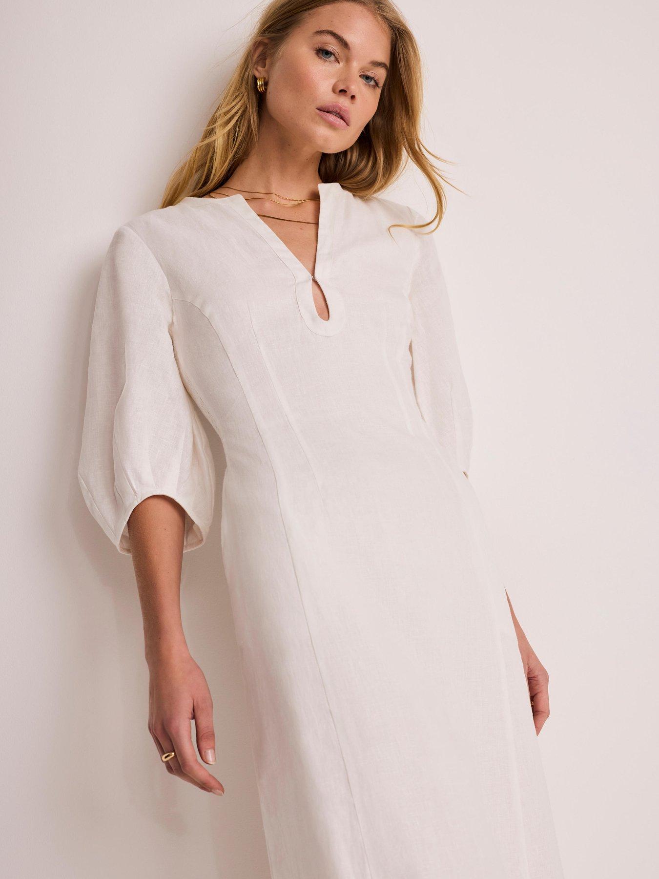 Mint Velvet Linen Midi Dress - White | Very