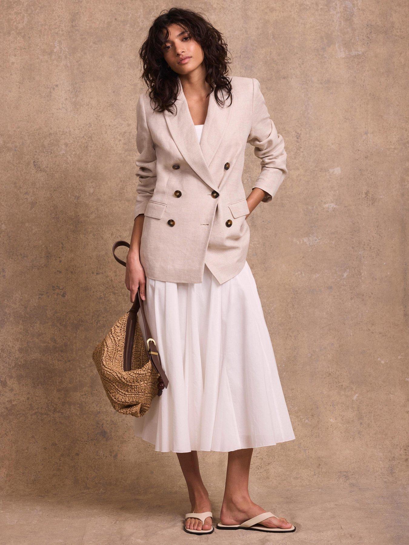 Mint Velvet Neutral Linen Db Blazer