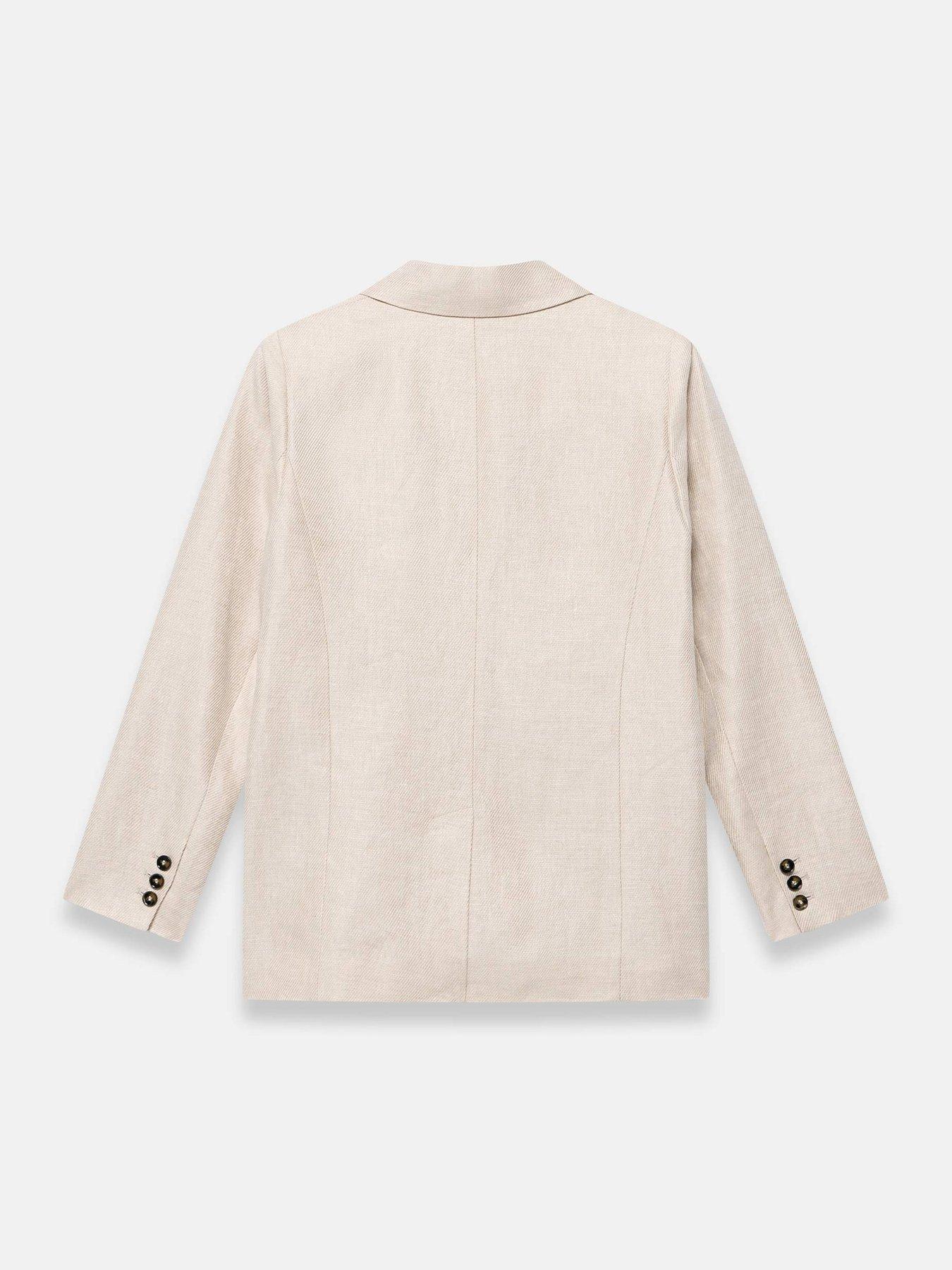 Image 6 of 6 of Mint Velvet Neutral Linen Db Blazer - Beige