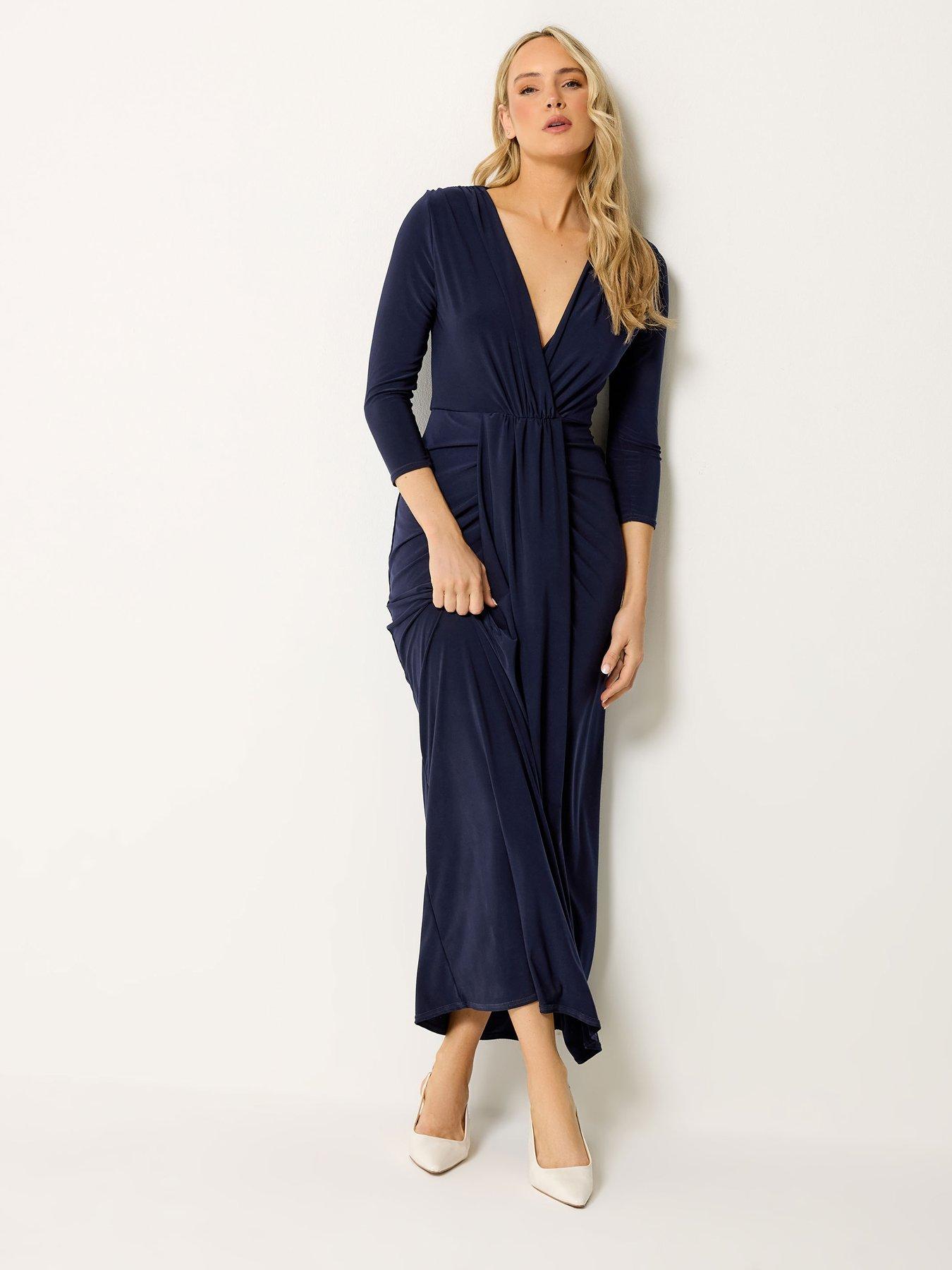 Image 1 of 4 of Long Tall Sally Drape Wrap Dress - Blue