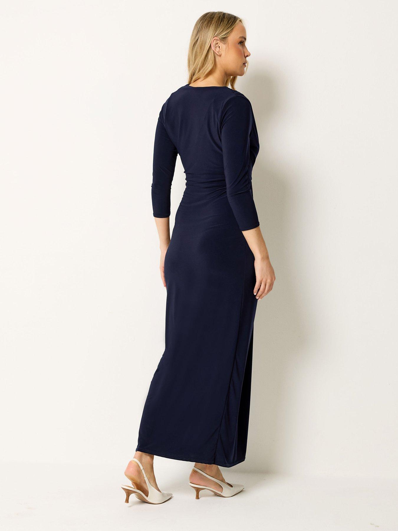 Image 2 of 4 of Long Tall Sally Drape Wrap Dress - Blue