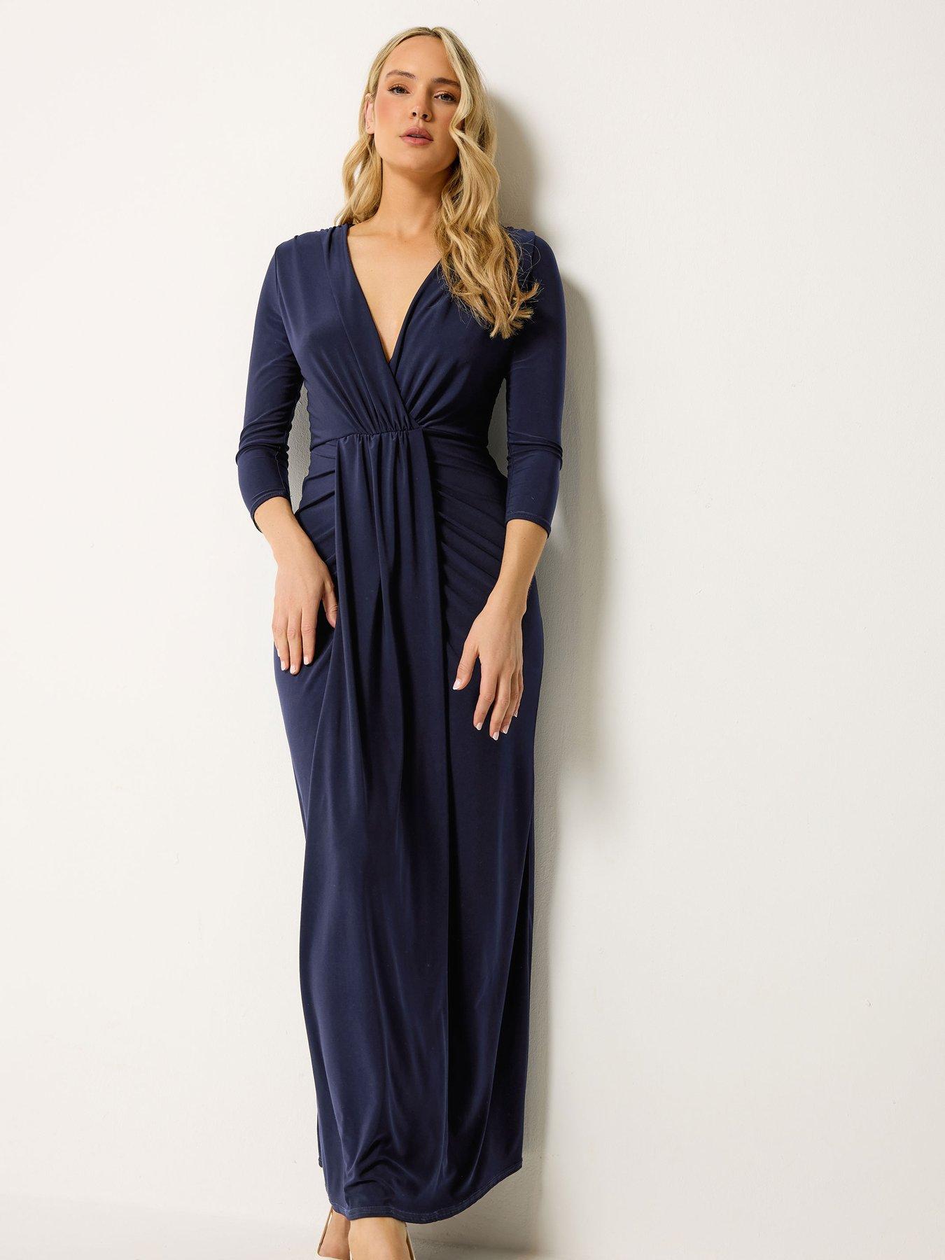 Image 3 of 4 of Long Tall Sally Drape Wrap Dress - Blue