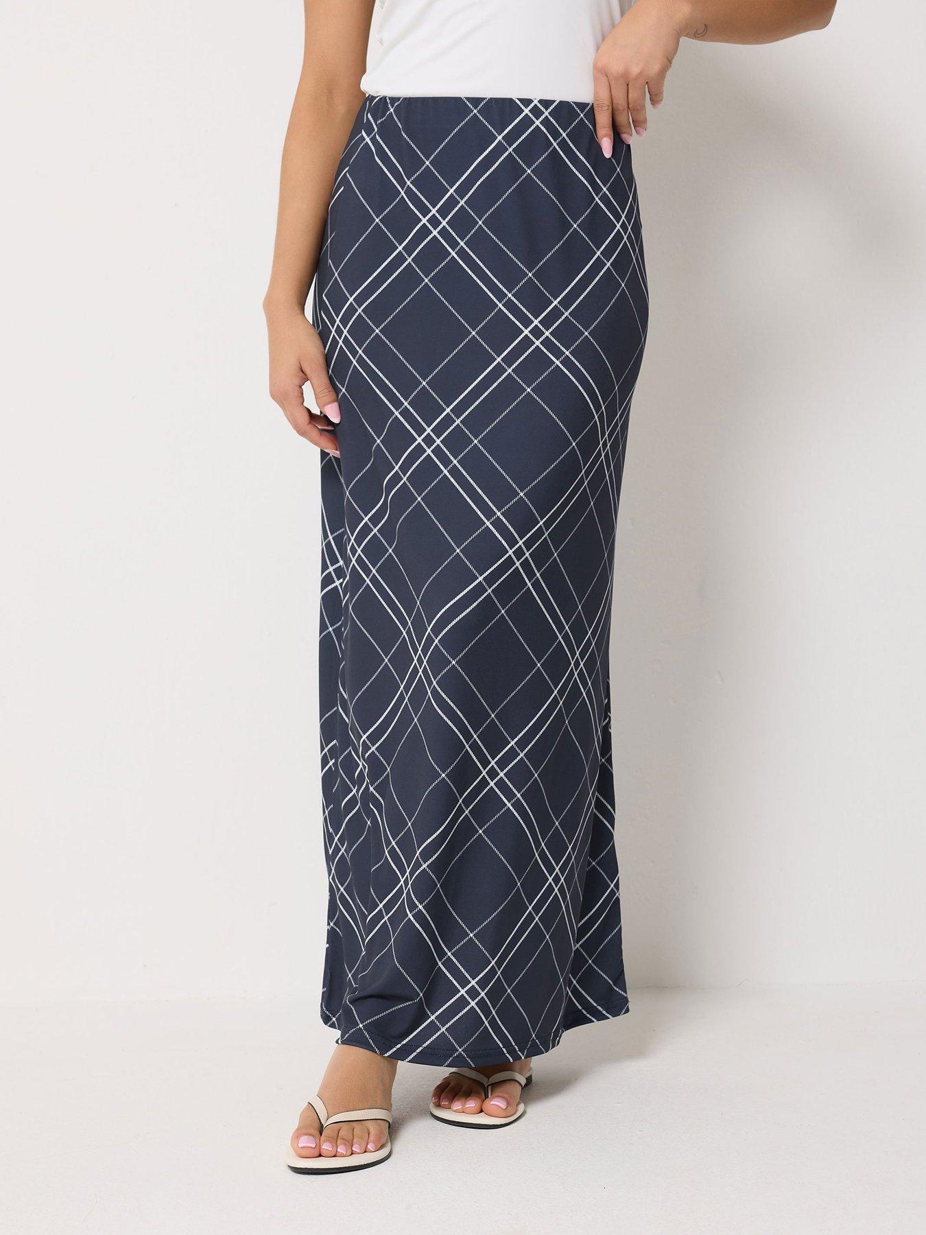 PixieGirl Petite Maxi Check Skirt - Blue