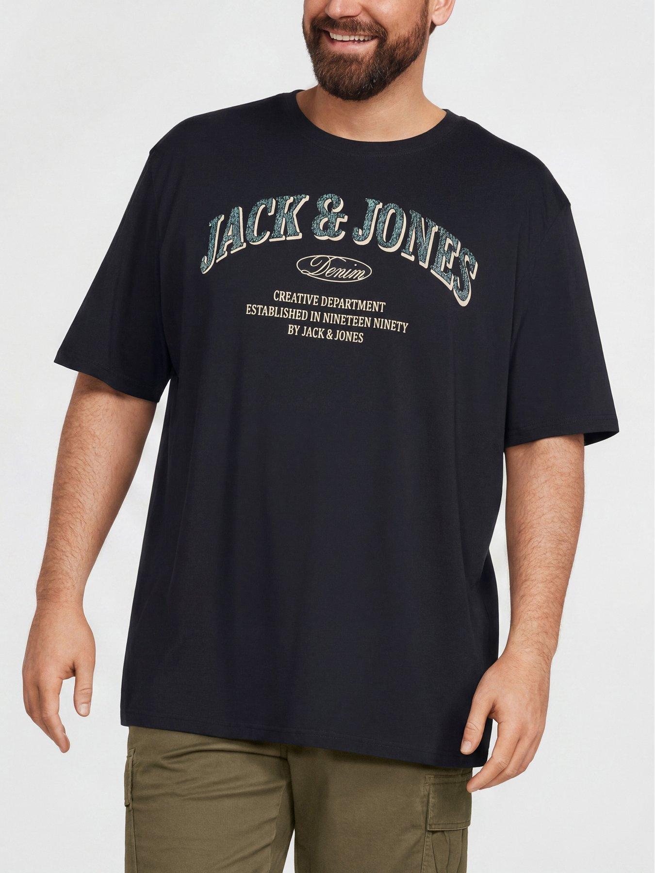 Jack & Jones Men's Plus Denver Logo Short Sleeve T-Shirt, Navy Blazer, Size 5Xl, Men