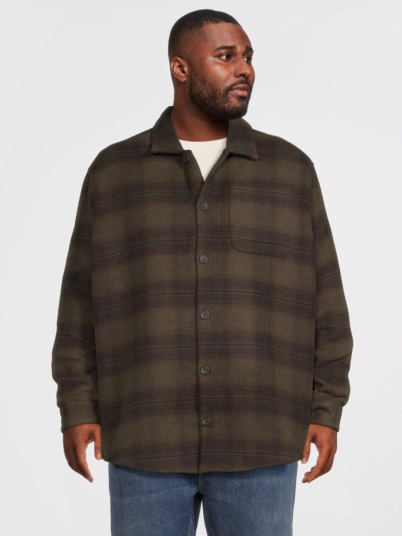 Jack & Jones Plus Soho Ollie Long Sleeve Overshirt, Olive Night, Size 2Xl, Men