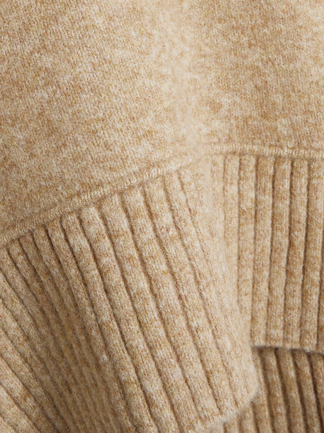 Image 6 of 6 of River Island Womens Button Shoulder High Neck Cotton Jumper - Beige